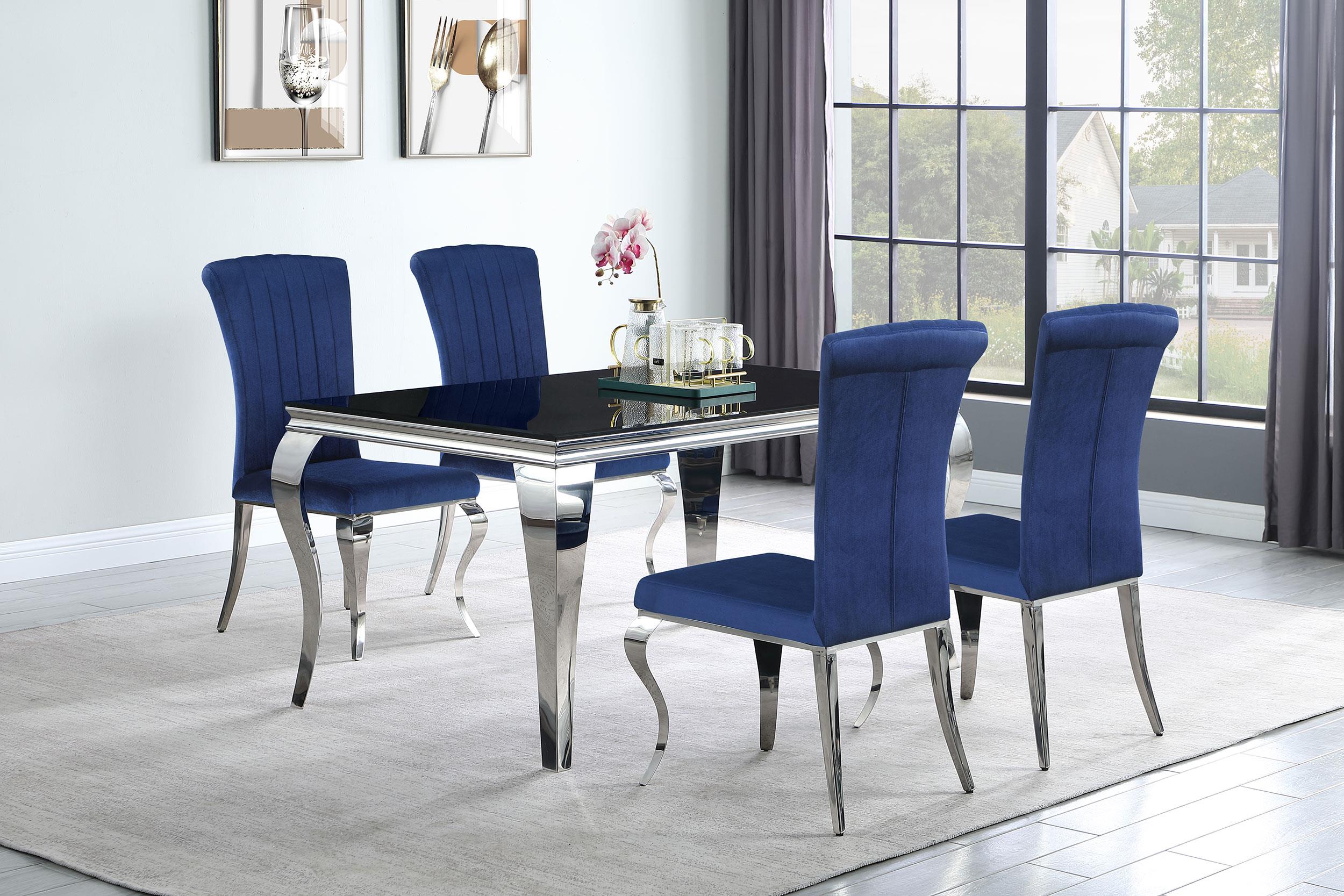 Coaster Carone 5-piece 61-inch Rectangular Black Glass Dining Set Blue
