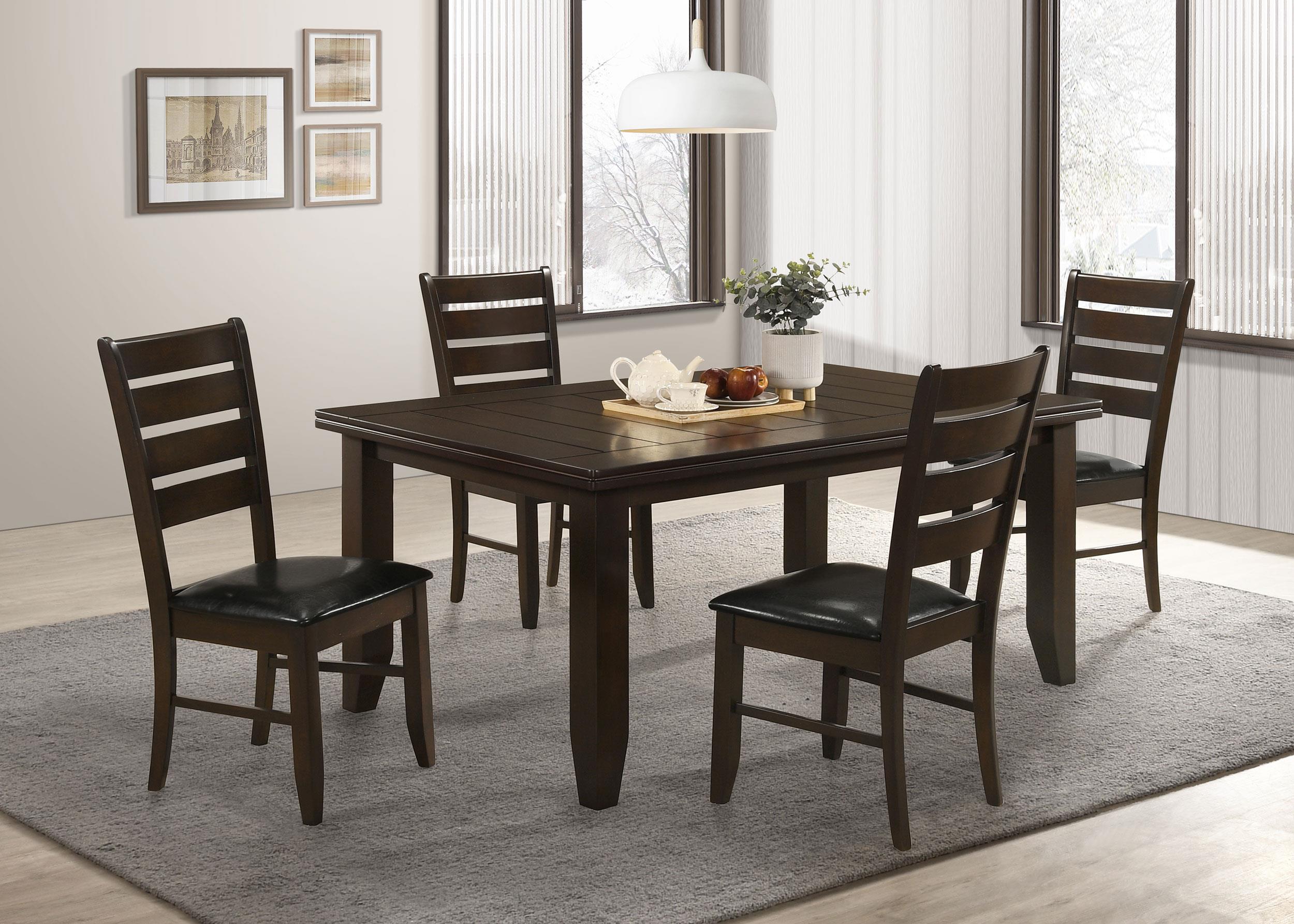 Model: 102721-S5 | Coaster Dalila 5-piece Rectangular Dining Table Set Cappuccino