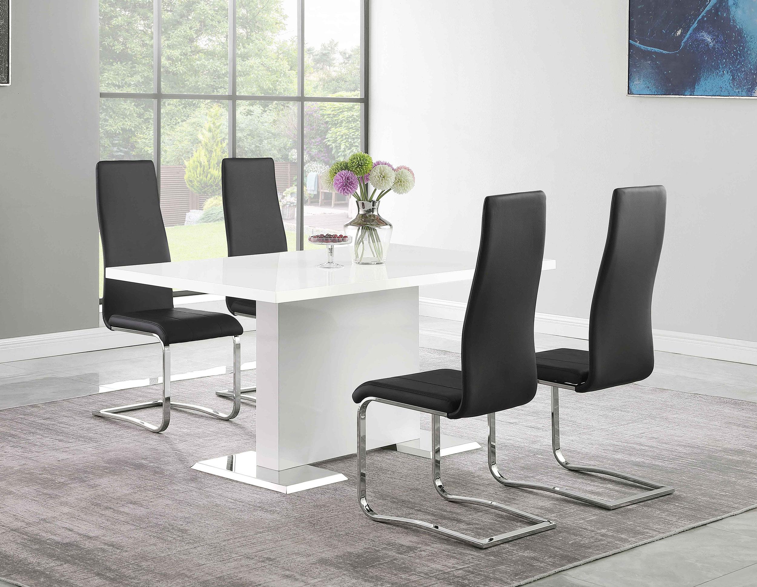 Coaster Anges 5-piece Dining Table Set White High Gloss and Black