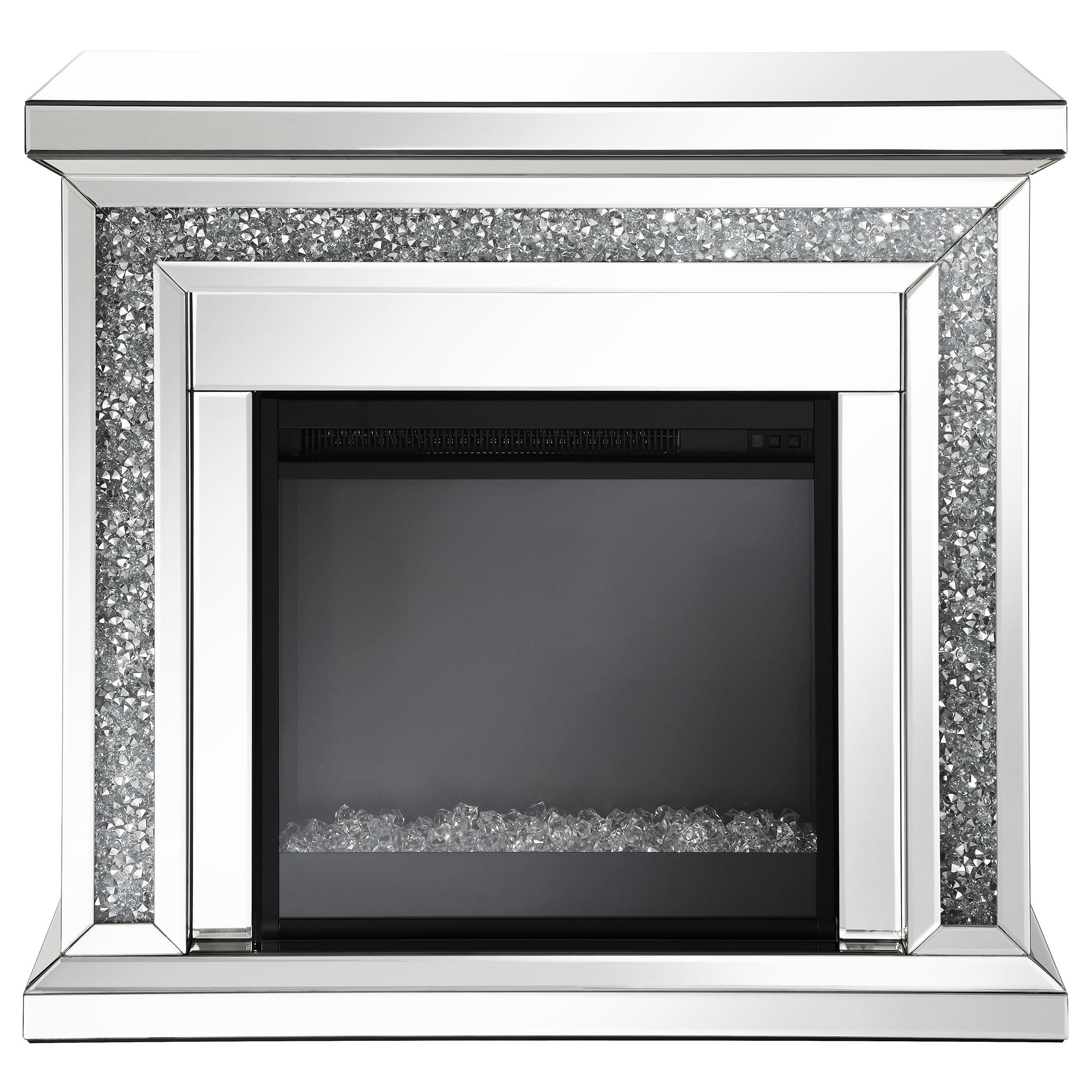 Model: 991047 | Coaster Lorelai Mirrored Freestanding Electric Fireplace Silver