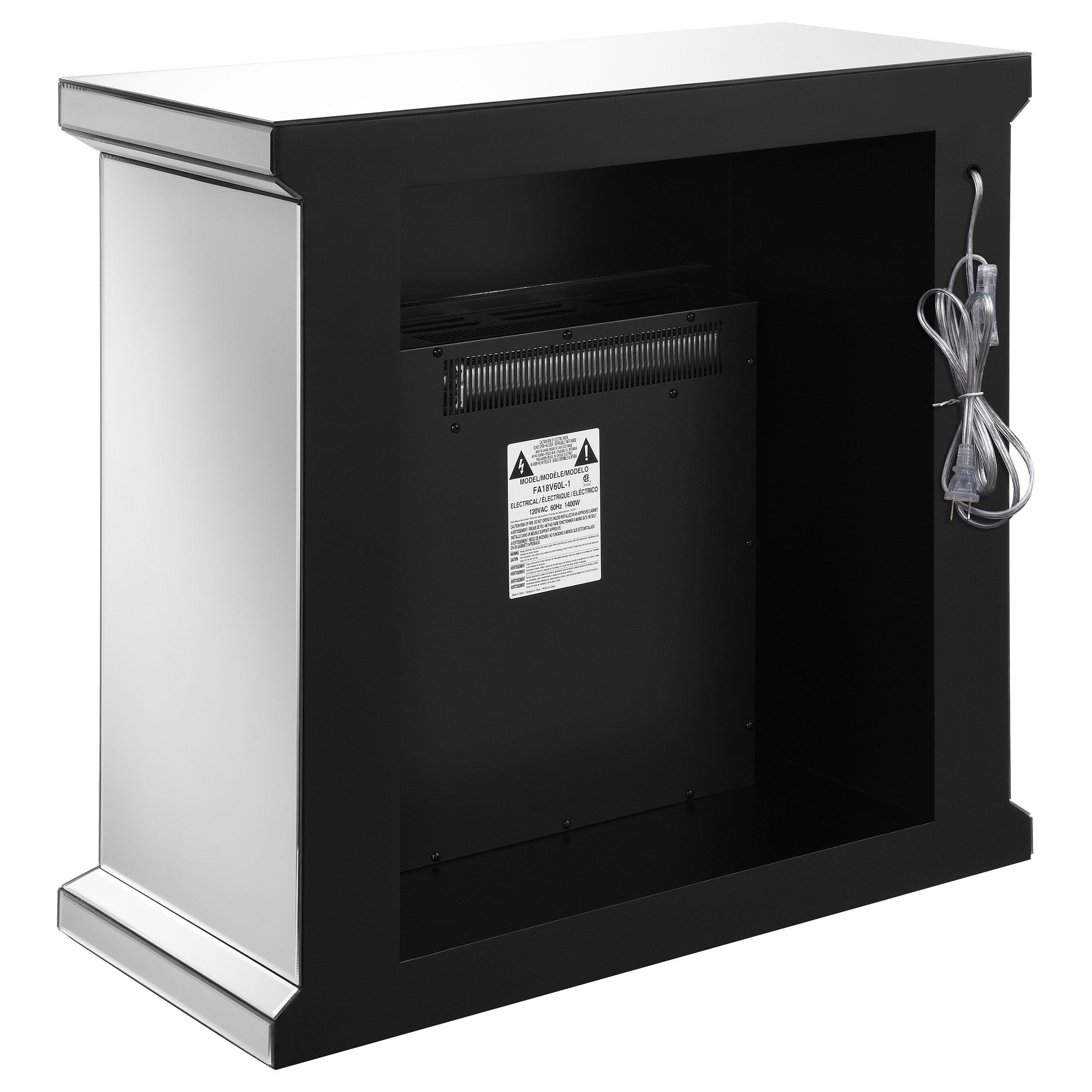 Model: 991047 | Coaster Lorelai Mirrored Freestanding Electric Fireplace Silver
