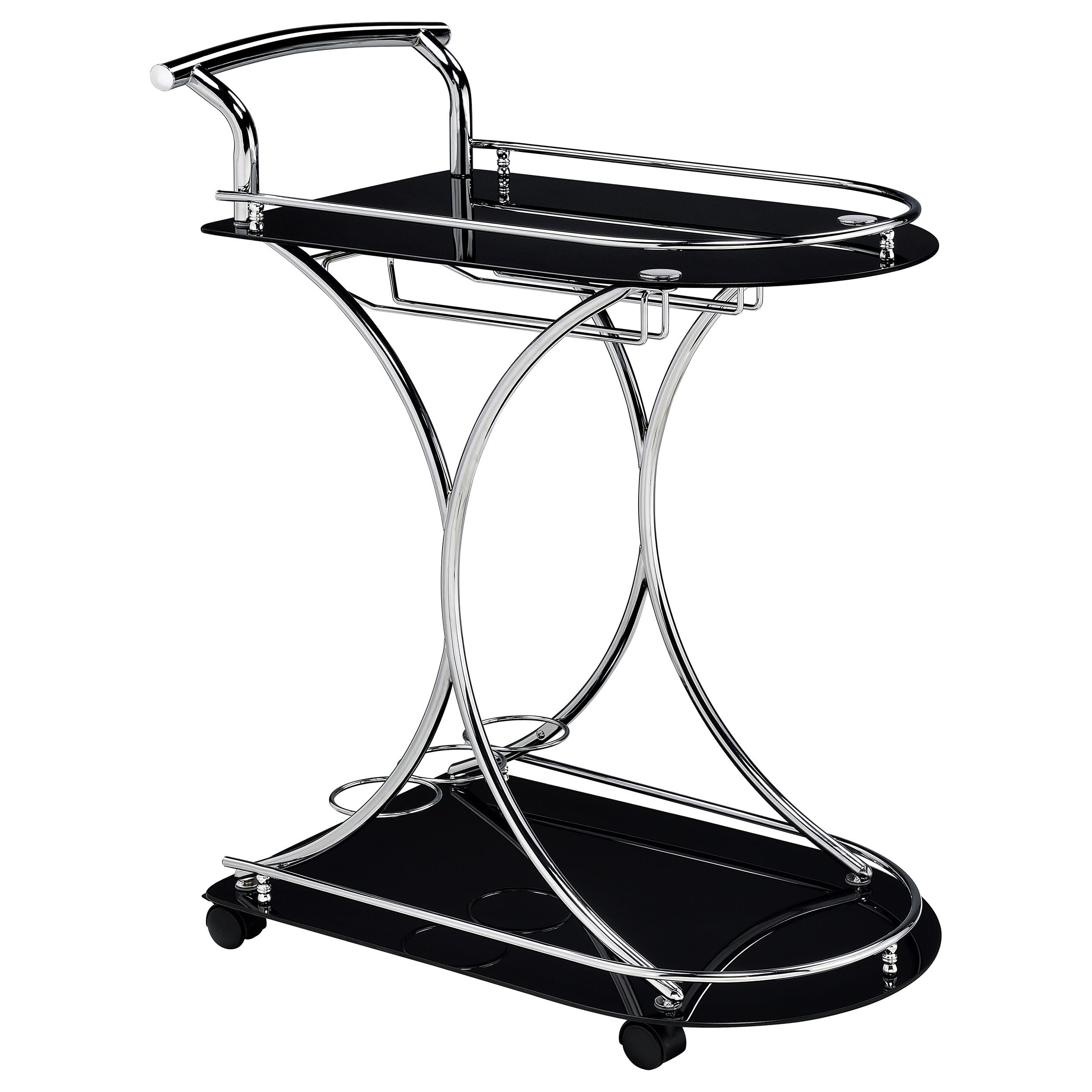 Coaster Elfman 2-tier Glass Shelf Metal Bar Cart Black and Chrome