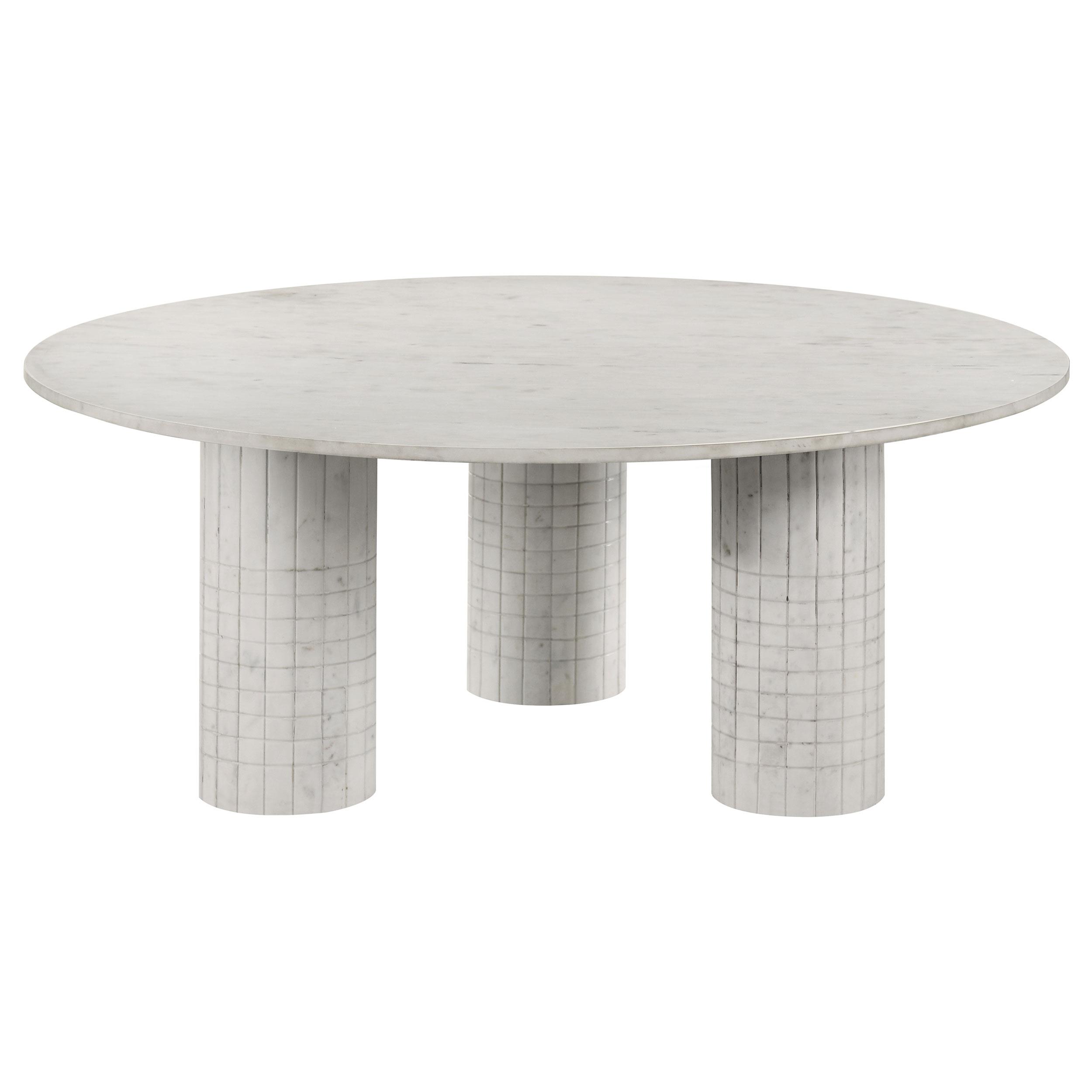 Coaster - 709668 - Astoria Round Genuine Marble Coffee Table White