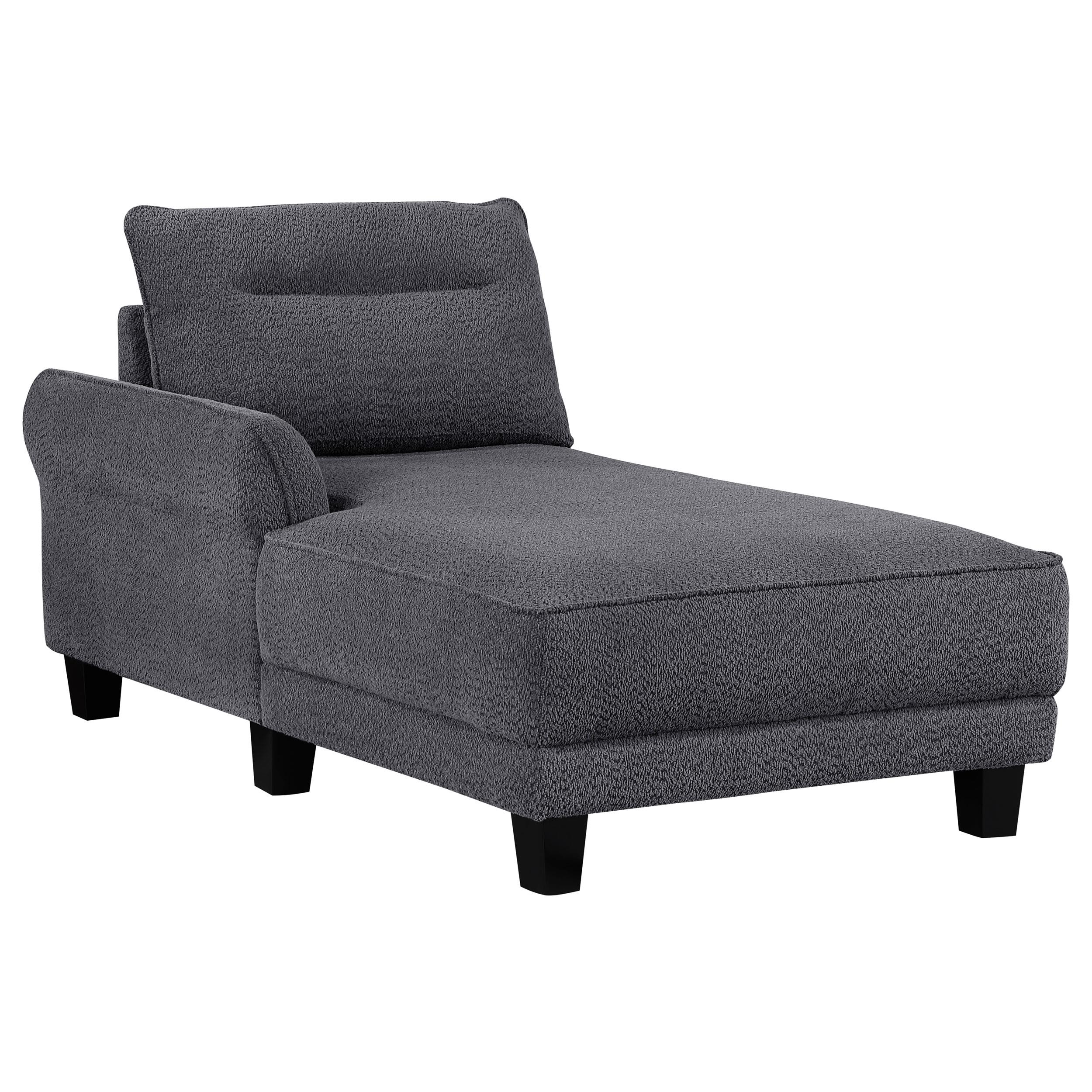 Model: 509540 | Coaster Caspian Upholstered Curved Arm Chaise Sectional Sofa Grey