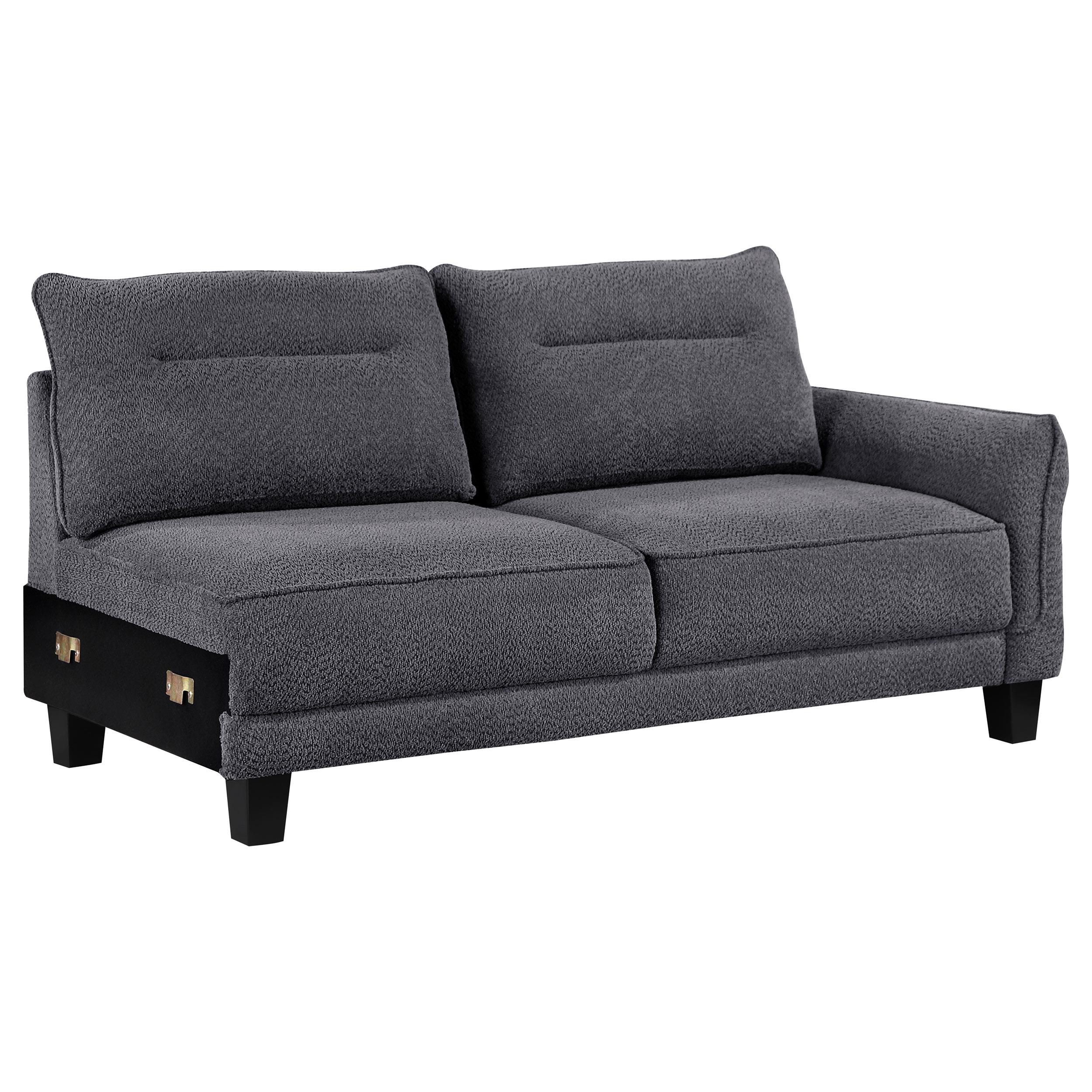 Model: 509540 | Coaster Caspian Upholstered Curved Arm Chaise Sectional Sofa Grey