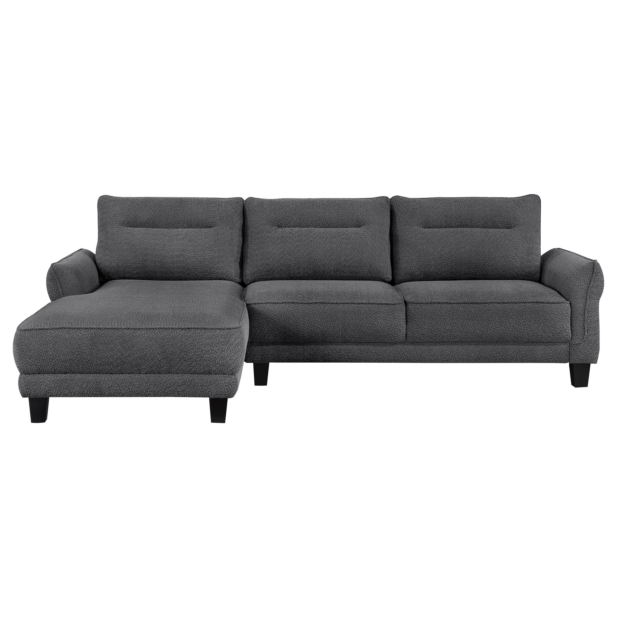 Model: 509540 | Coaster Caspian Upholstered Curved Arm Chaise Sectional Sofa Grey