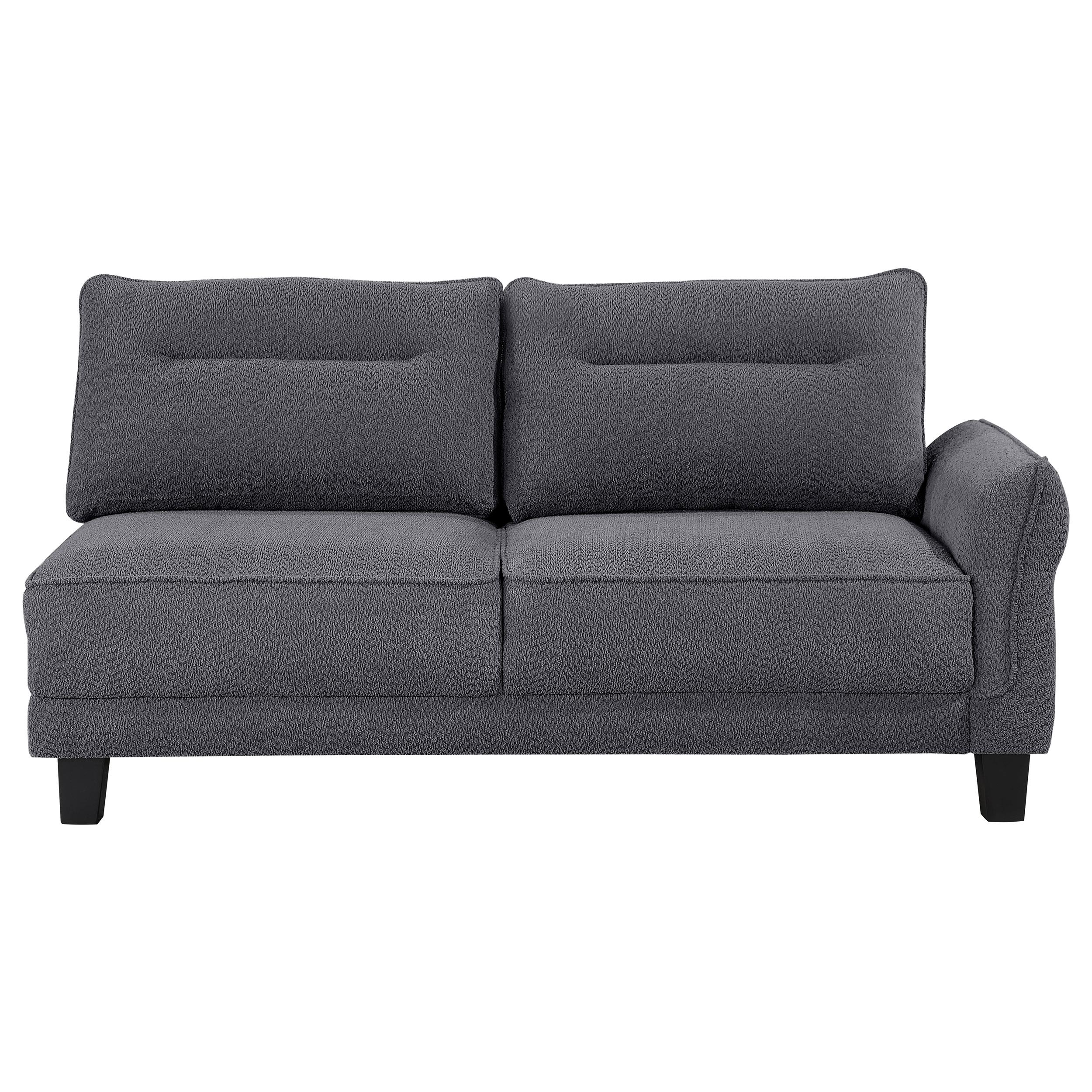 Model: 509540 | Coaster Caspian Upholstered Curved Arm Chaise Sectional Sofa Grey