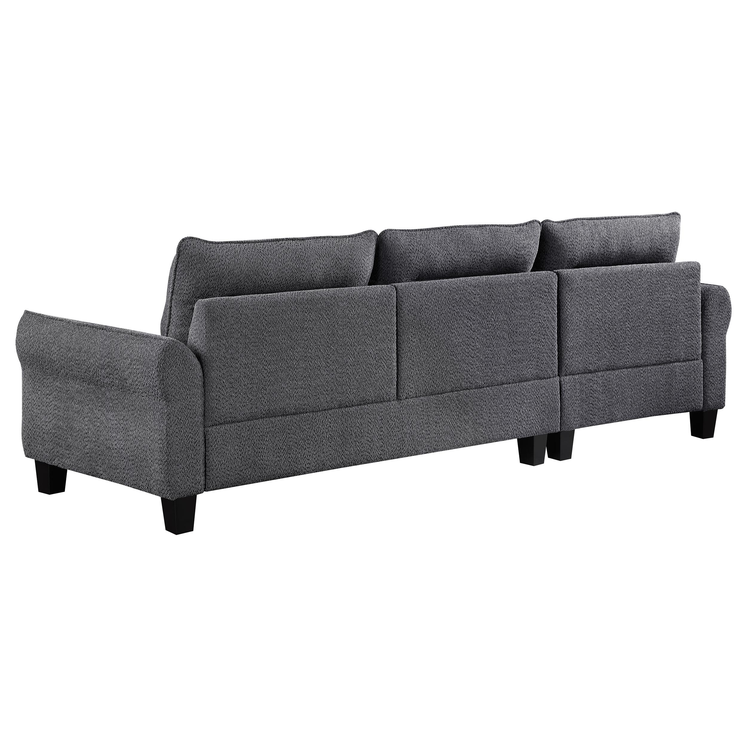 Model: 509540 | Coaster Caspian Upholstered Curved Arm Chaise Sectional Sofa Grey