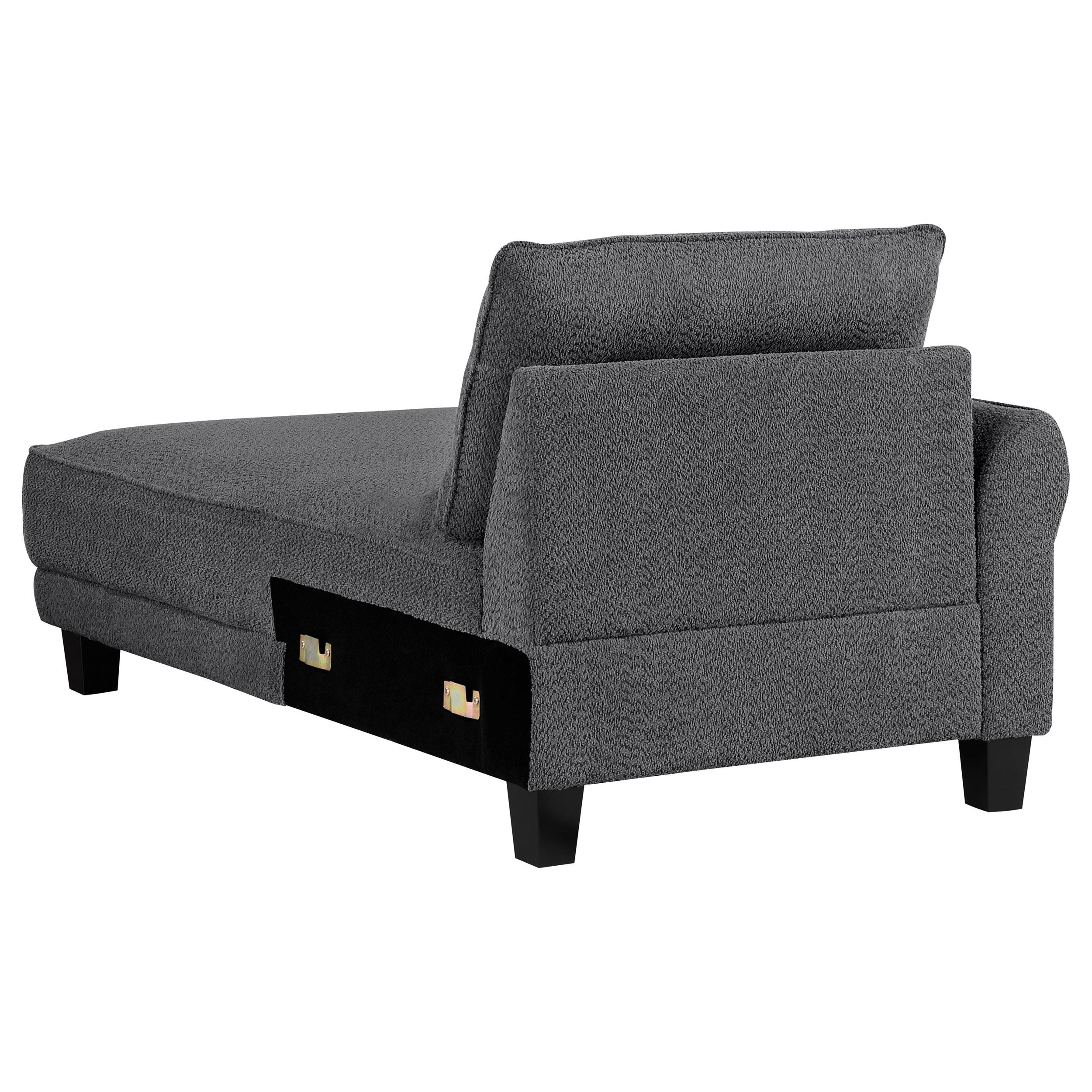 Model: 509540 | Coaster Caspian Upholstered Curved Arm Chaise Sectional Sofa Grey