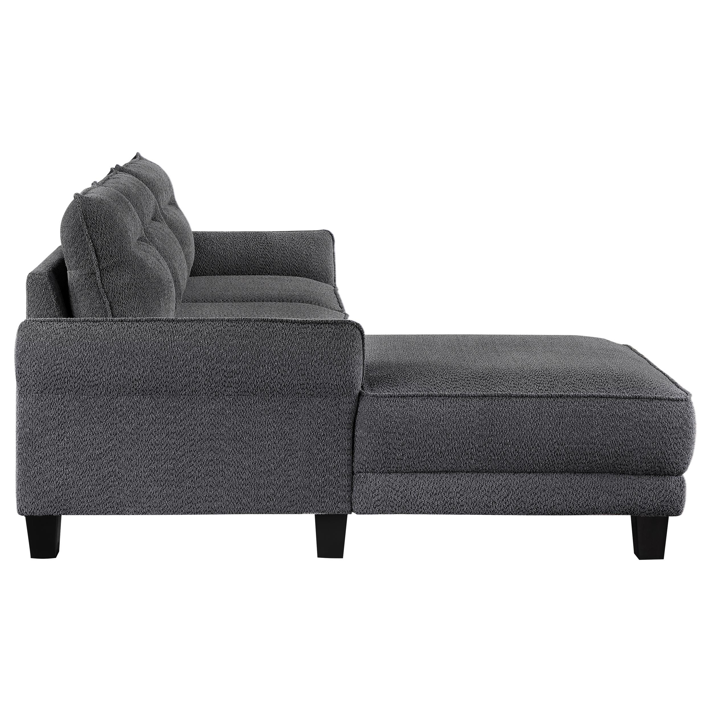Model: 509540 | Coaster Caspian Upholstered Curved Arm Chaise Sectional Sofa Grey
