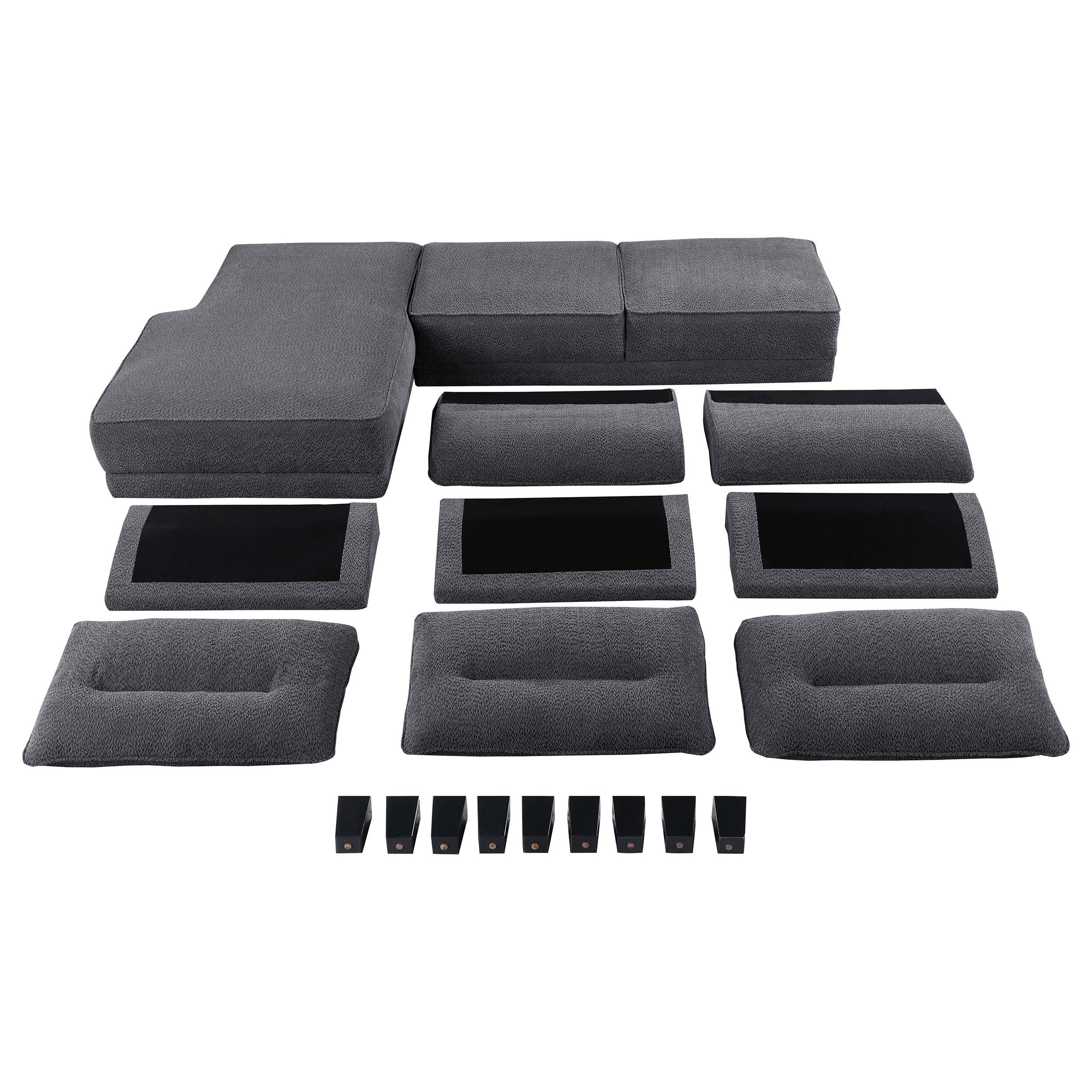 Model: 509540 | Coaster Caspian Upholstered Curved Arm Chaise Sectional Sofa Grey