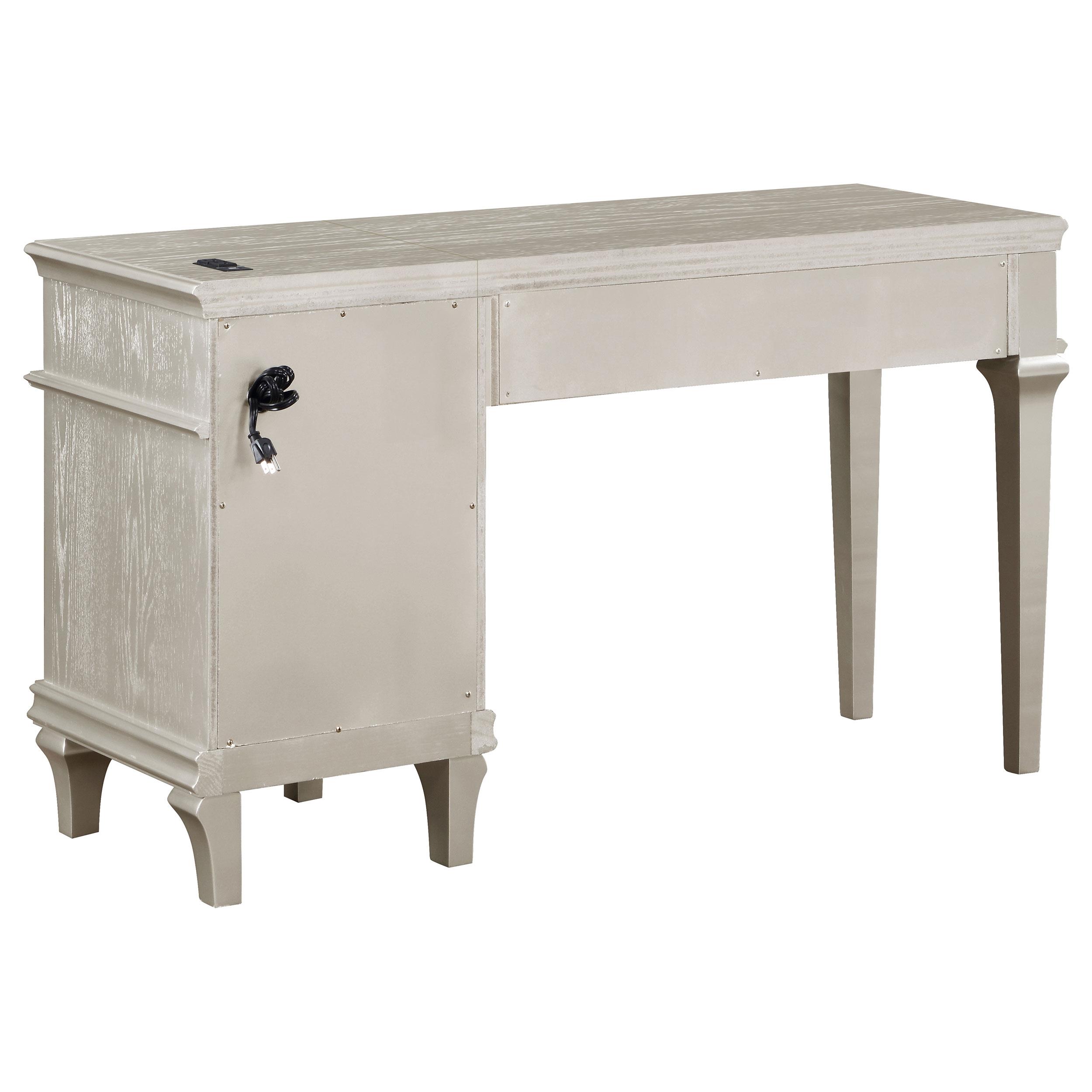 Model: 223397 | Coaster Evangeline 4-drawer Vanity Desk Makeup Table Silver Oak