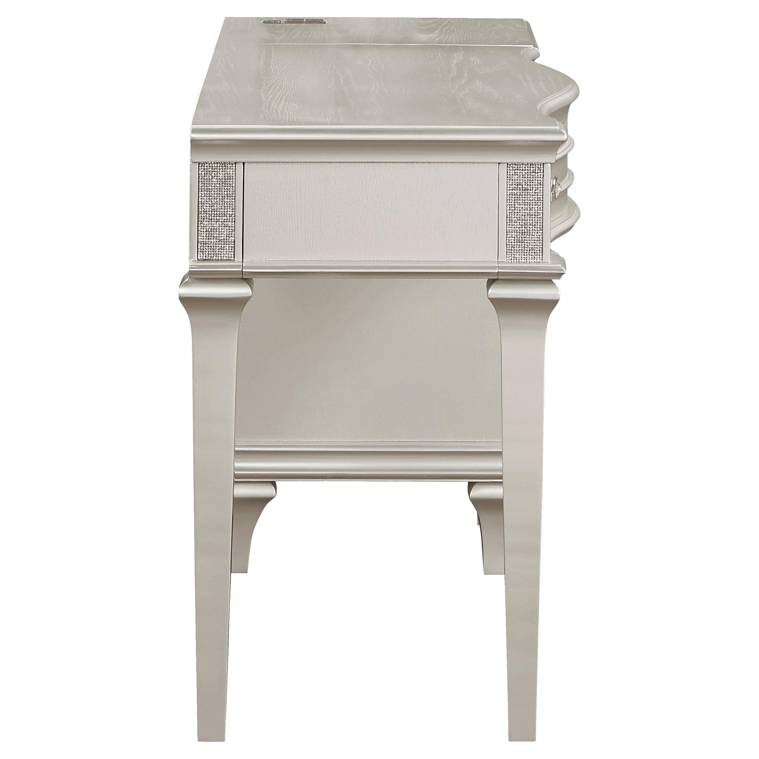 Model: 223397 | Coaster Evangeline 4-drawer Vanity Desk Makeup Table Silver Oak