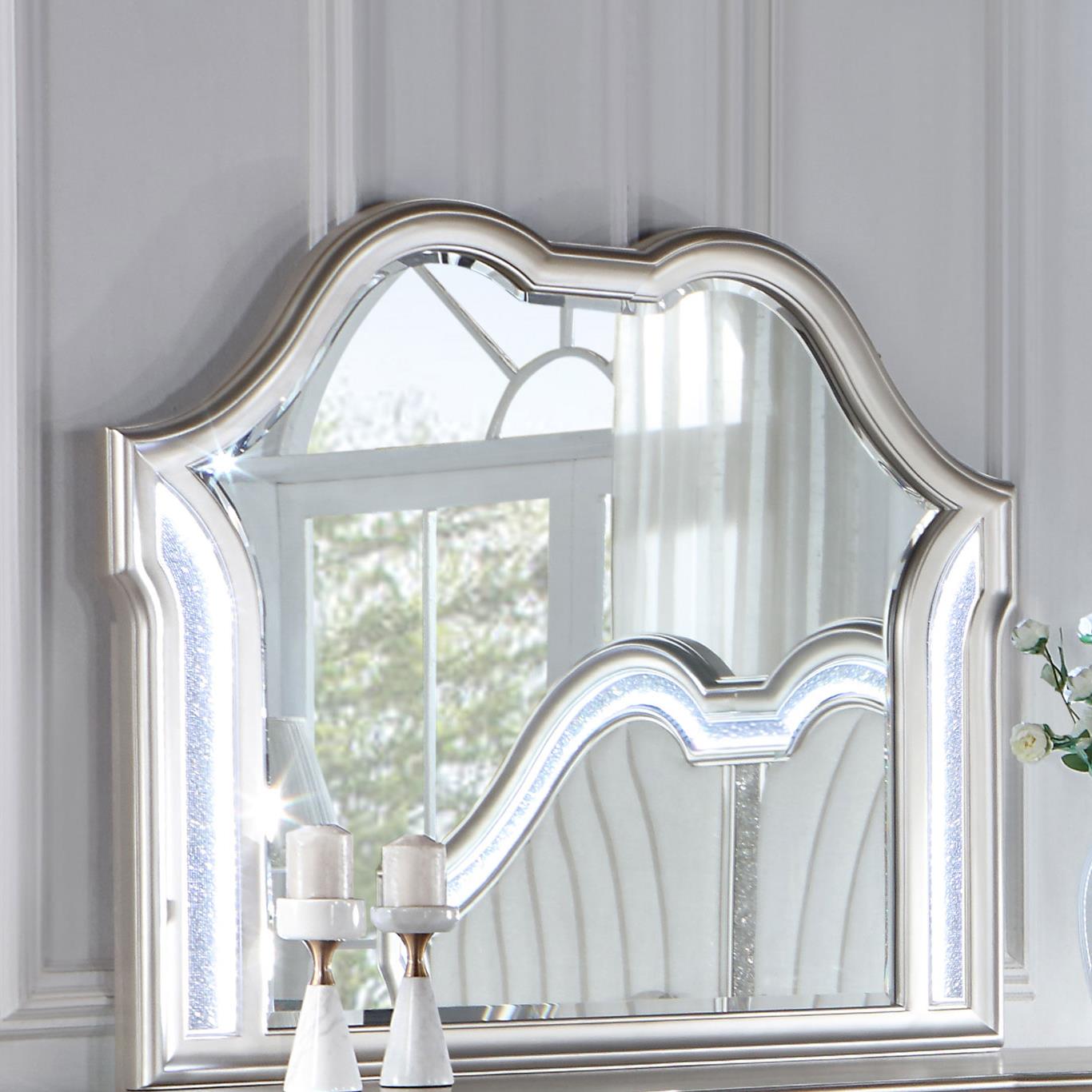 Model: 223394 | Coaster Evangeline Dresser Mirror Silver Oak