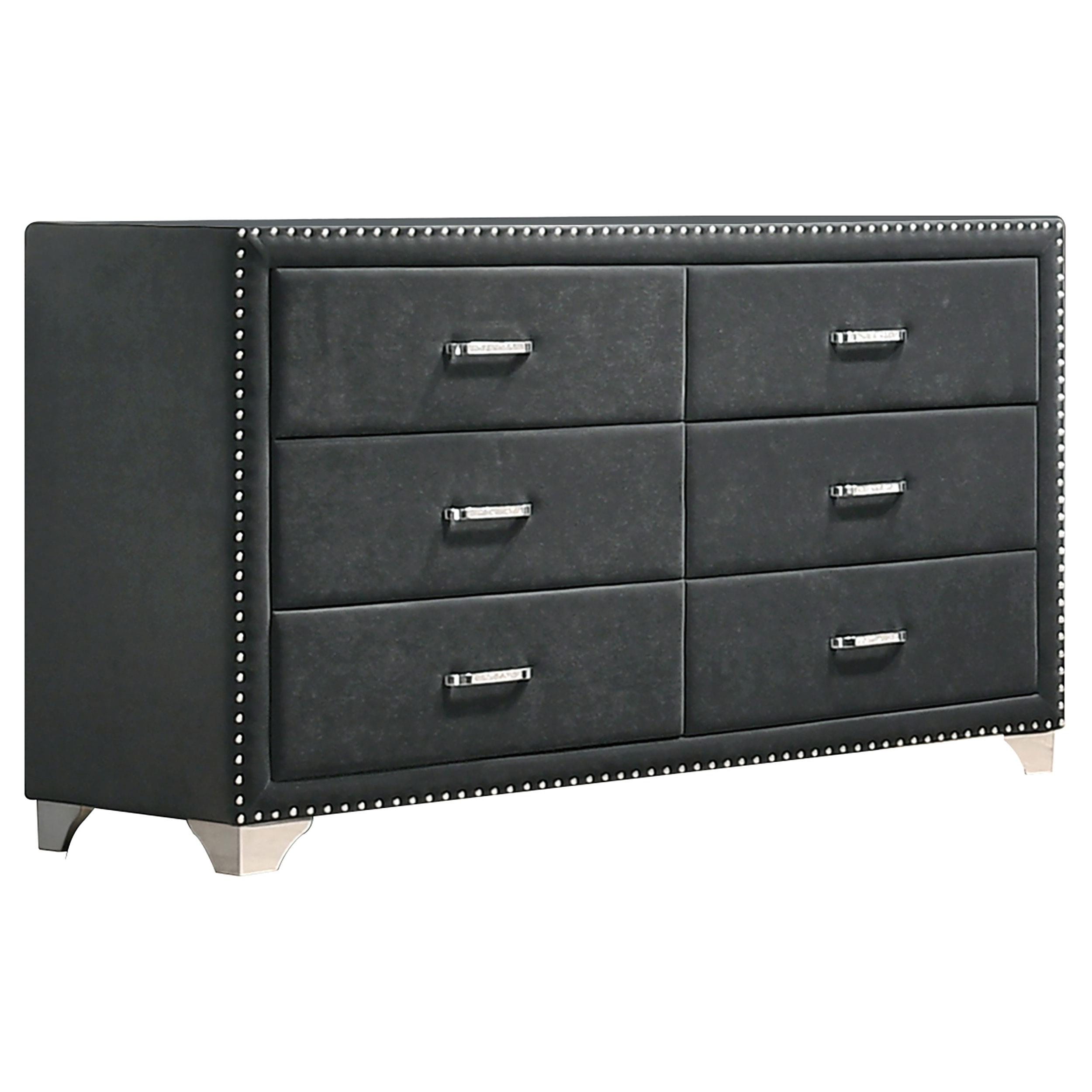 Coaster - 223383 - Melody 6-drawer Upholstered Dresser Grey-223383