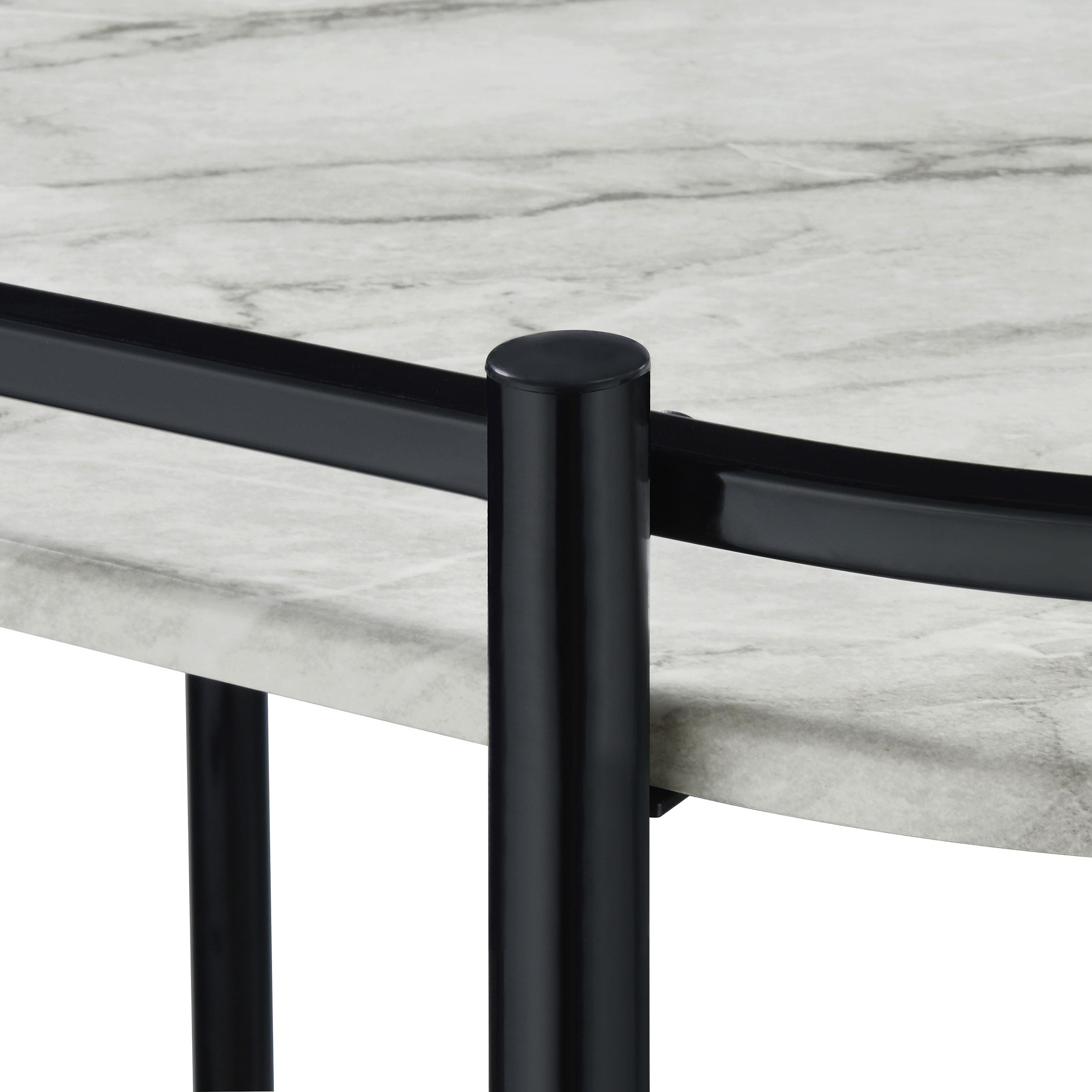 Model: 181376 | Coaster Desiree 2-tier Faux Marble Shelf Metal Bar Cart Black