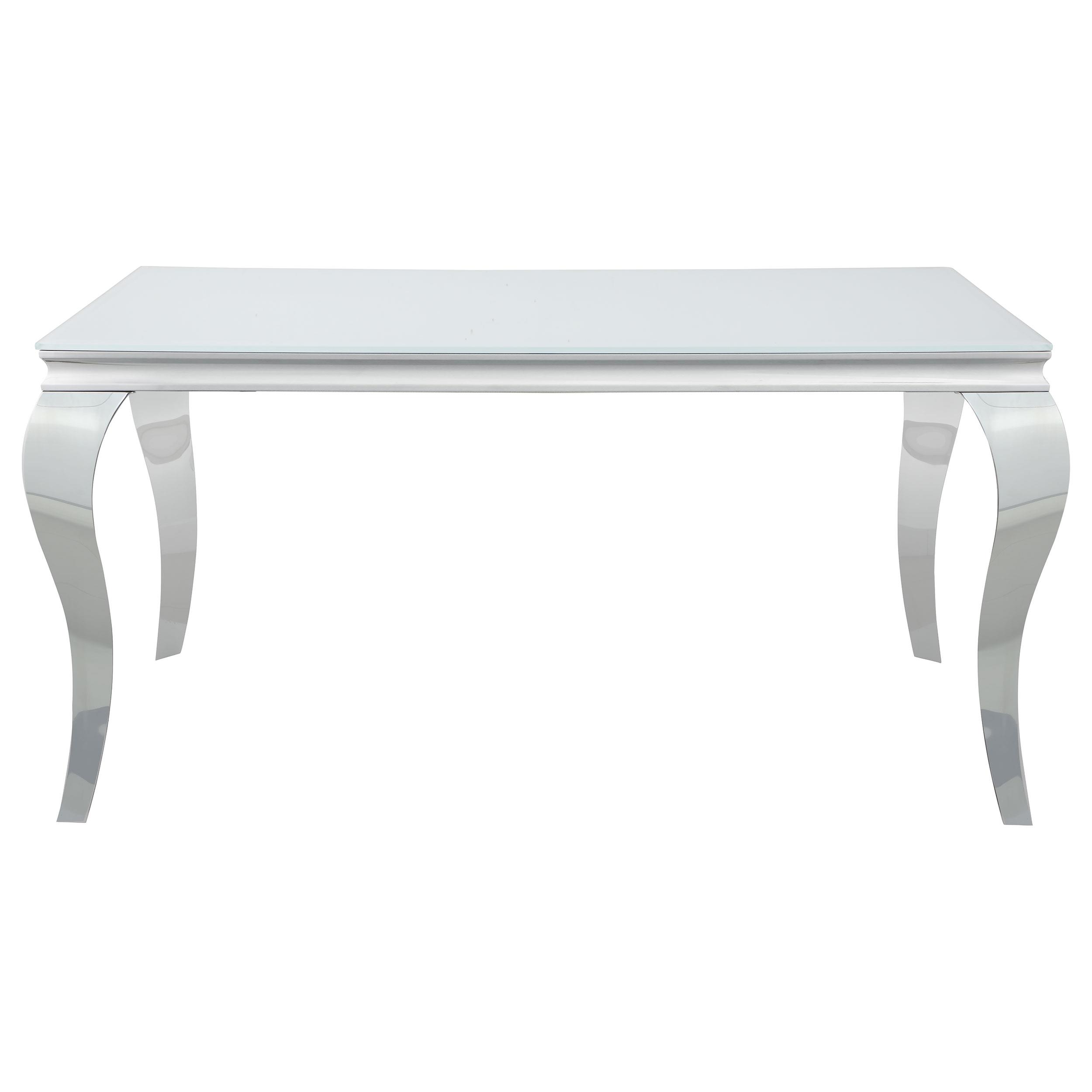 Model: 115091-S5 | Coaster Carone 5-piece 61-inch Rectangular White Glass Dining Set Black