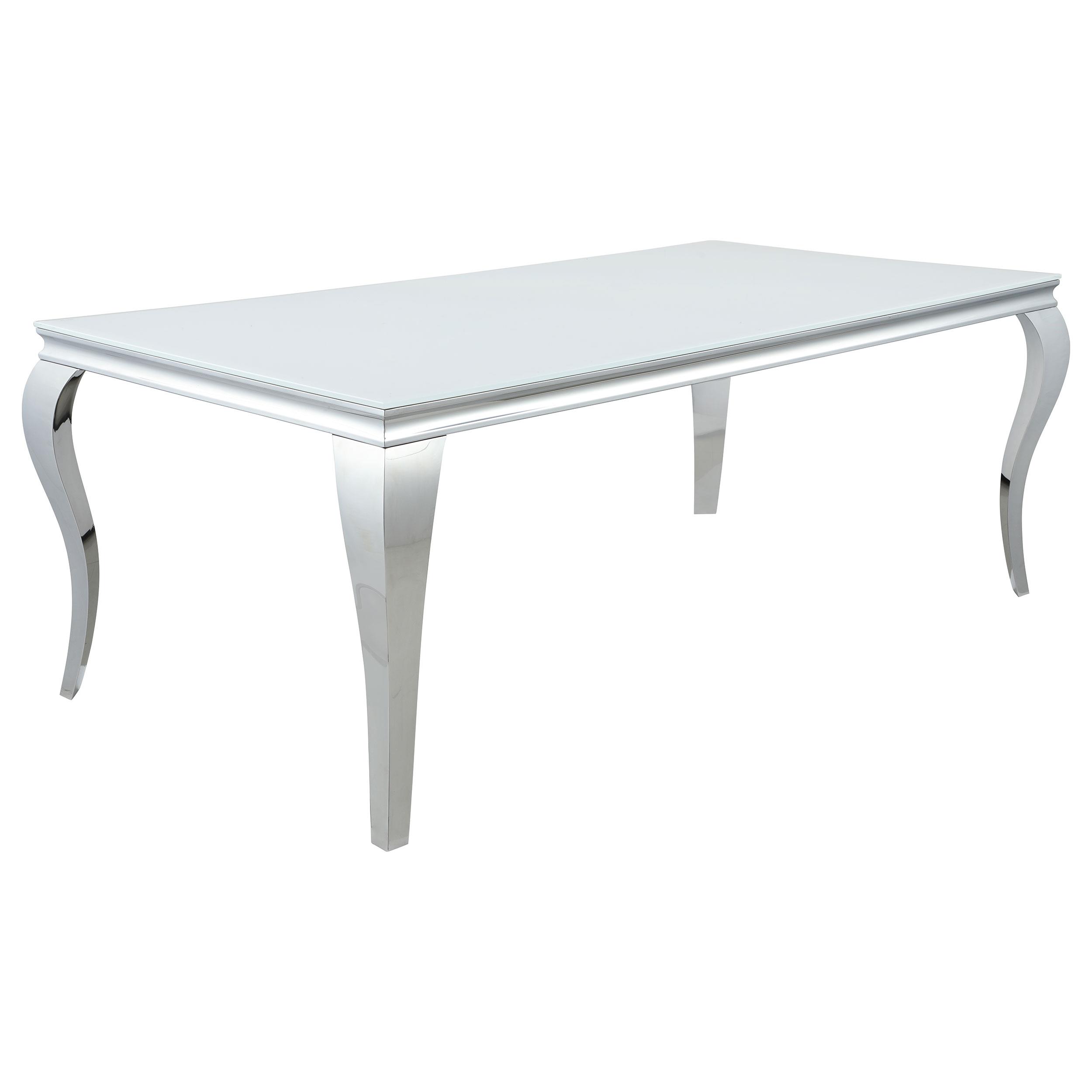 Model: 115081-S5G | Coaster Carone 5-piece 81-inch Rectangular White Glass Dining Set Grey