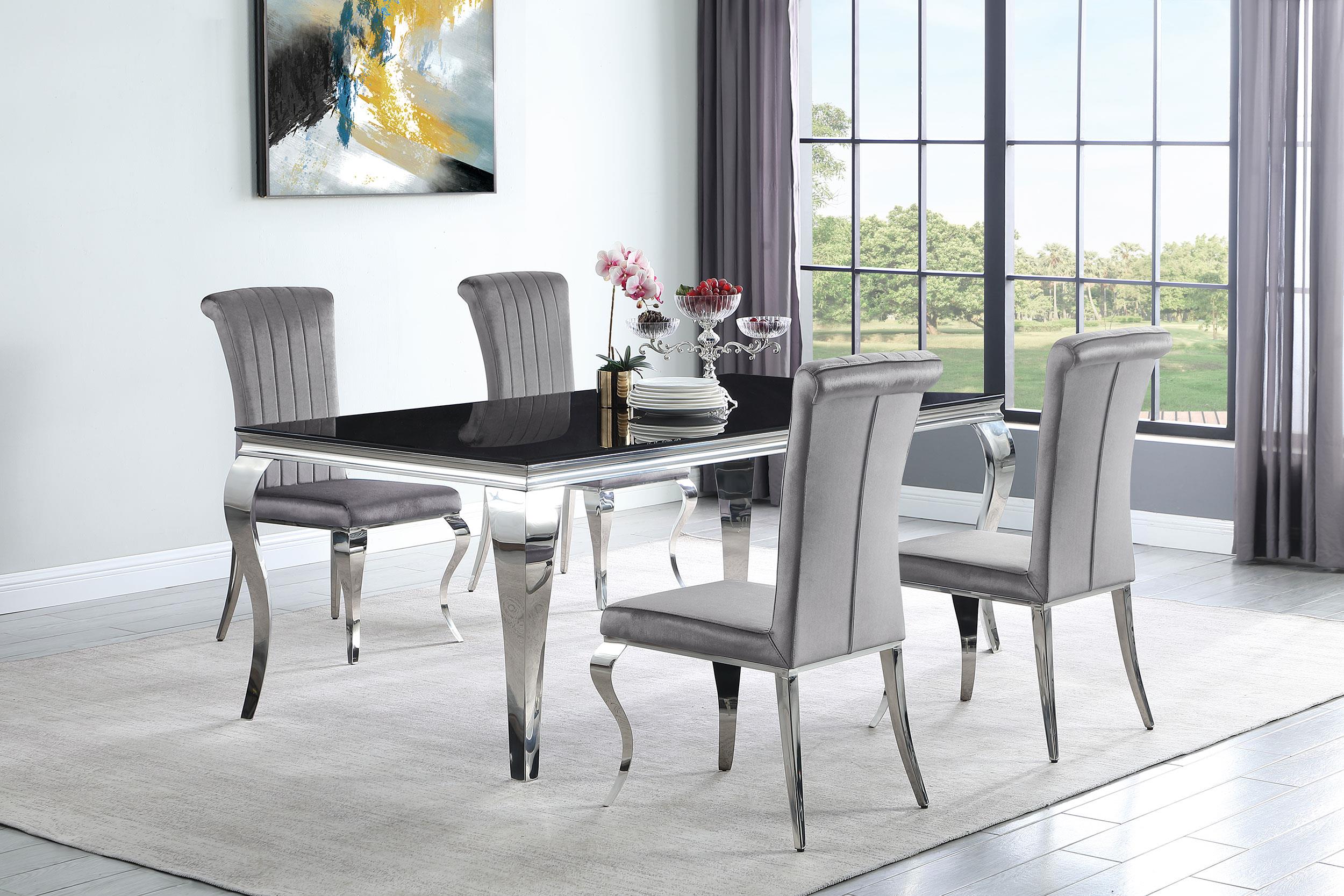 Coaster Carone 5-piece 81-inch Rectangular Black Glass Dining Set Grey