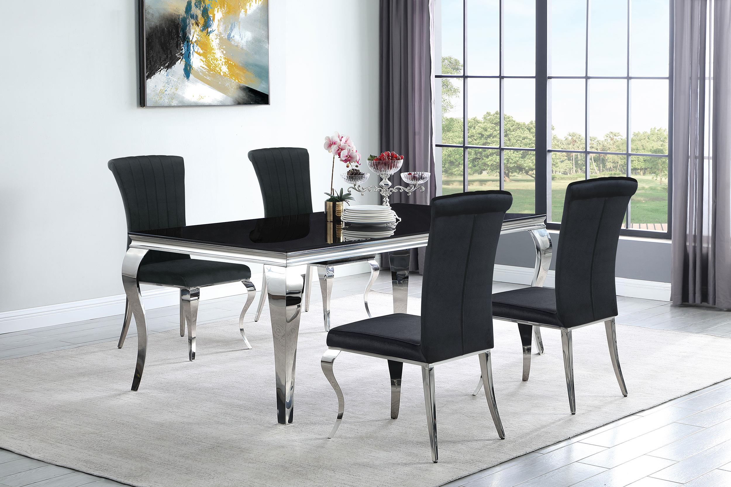 Coaster Carone 5-piece 81-inch Rectangular Black Glass Dining Set Black