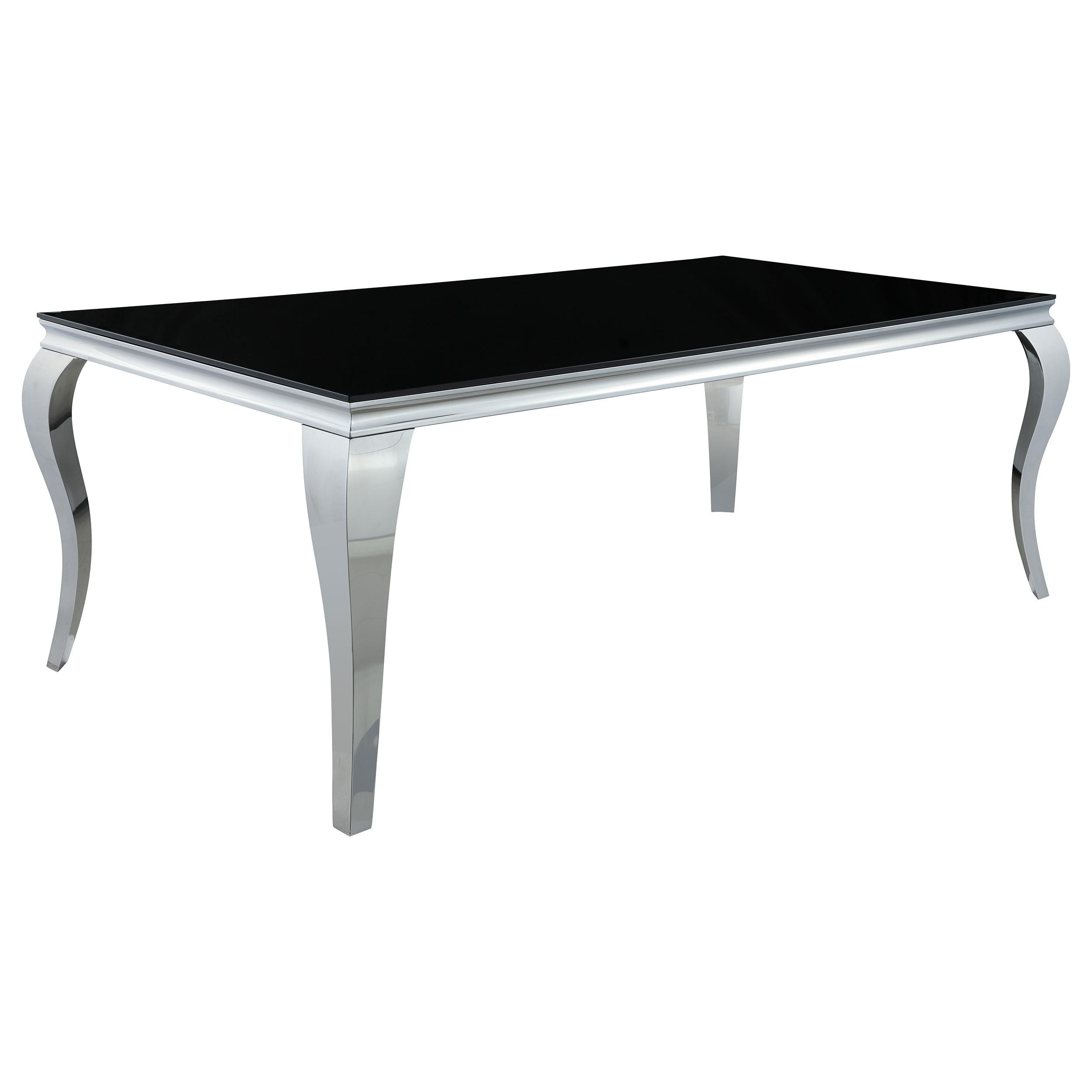 Model: 115071-S5 | Coaster Carone 5-piece 81-inch Rectangular Black Glass Dining Set Black