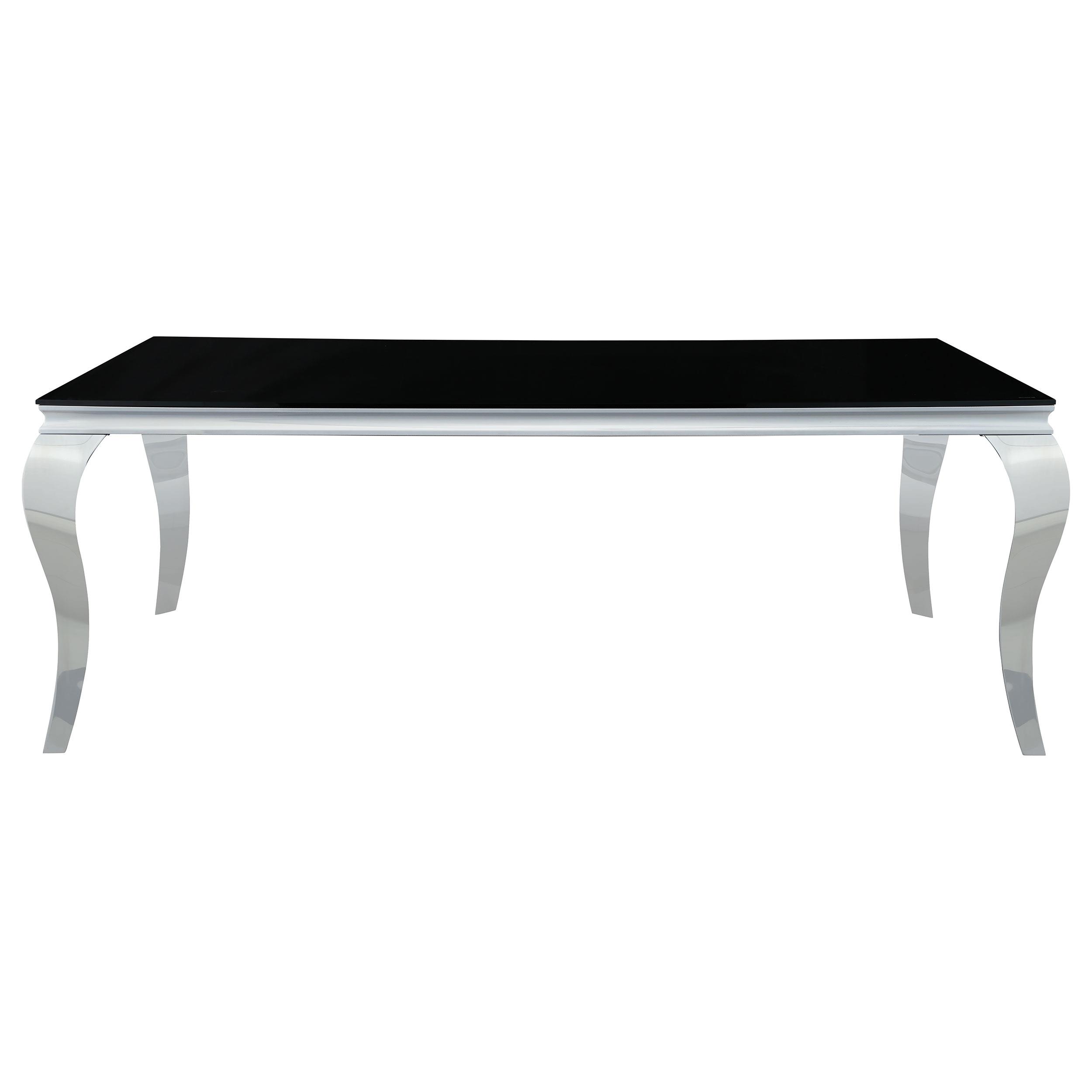 Model: 115071-S5 | Coaster Carone 5-piece 81-inch Rectangular Black Glass Dining Set Black