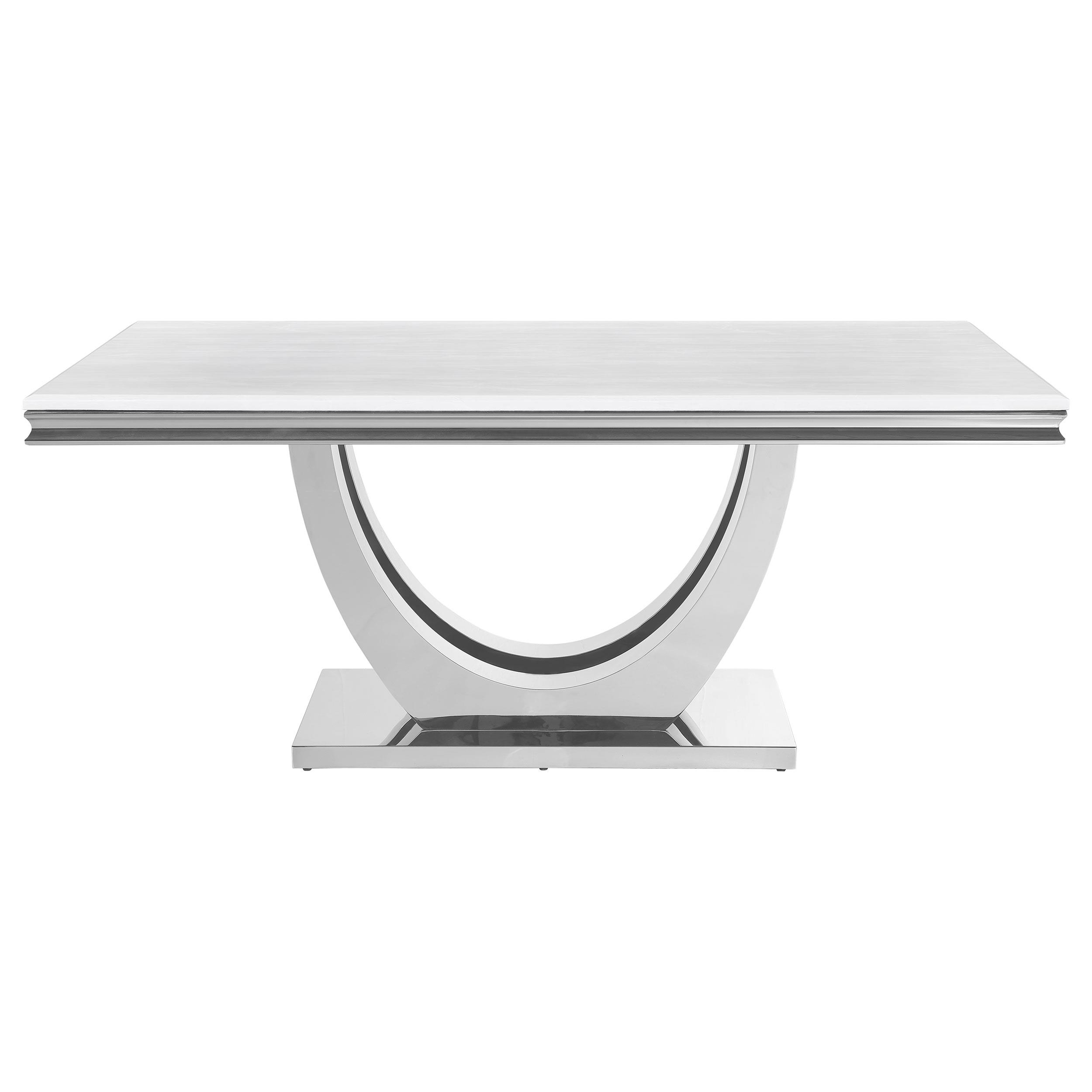 Model: 111101 | Coaster Kerwin Rectangular 71-inch Stone Top Dining Table White