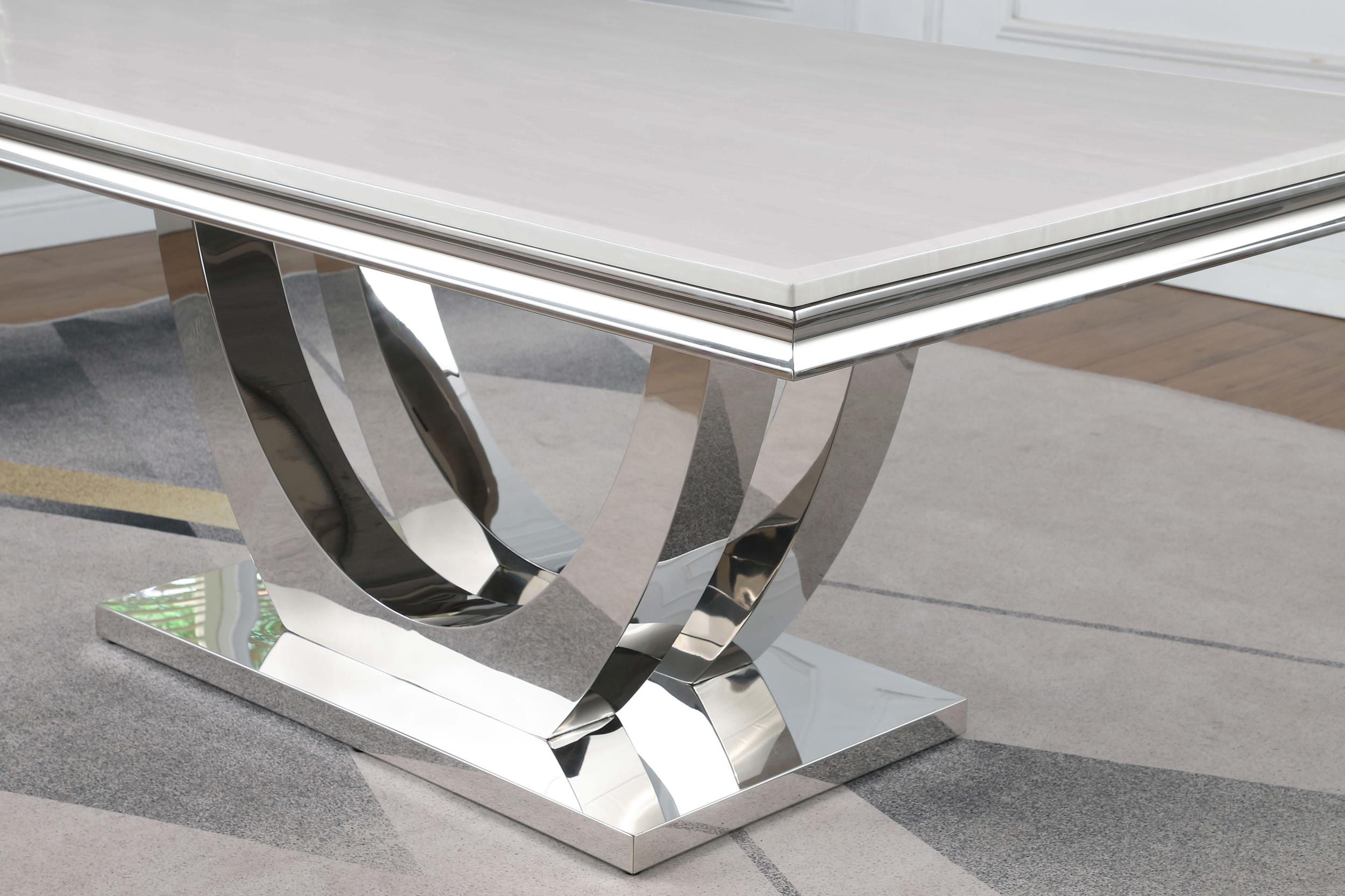 Model: 111101 | Coaster Kerwin Rectangular 71-inch Stone Top Dining Table White
