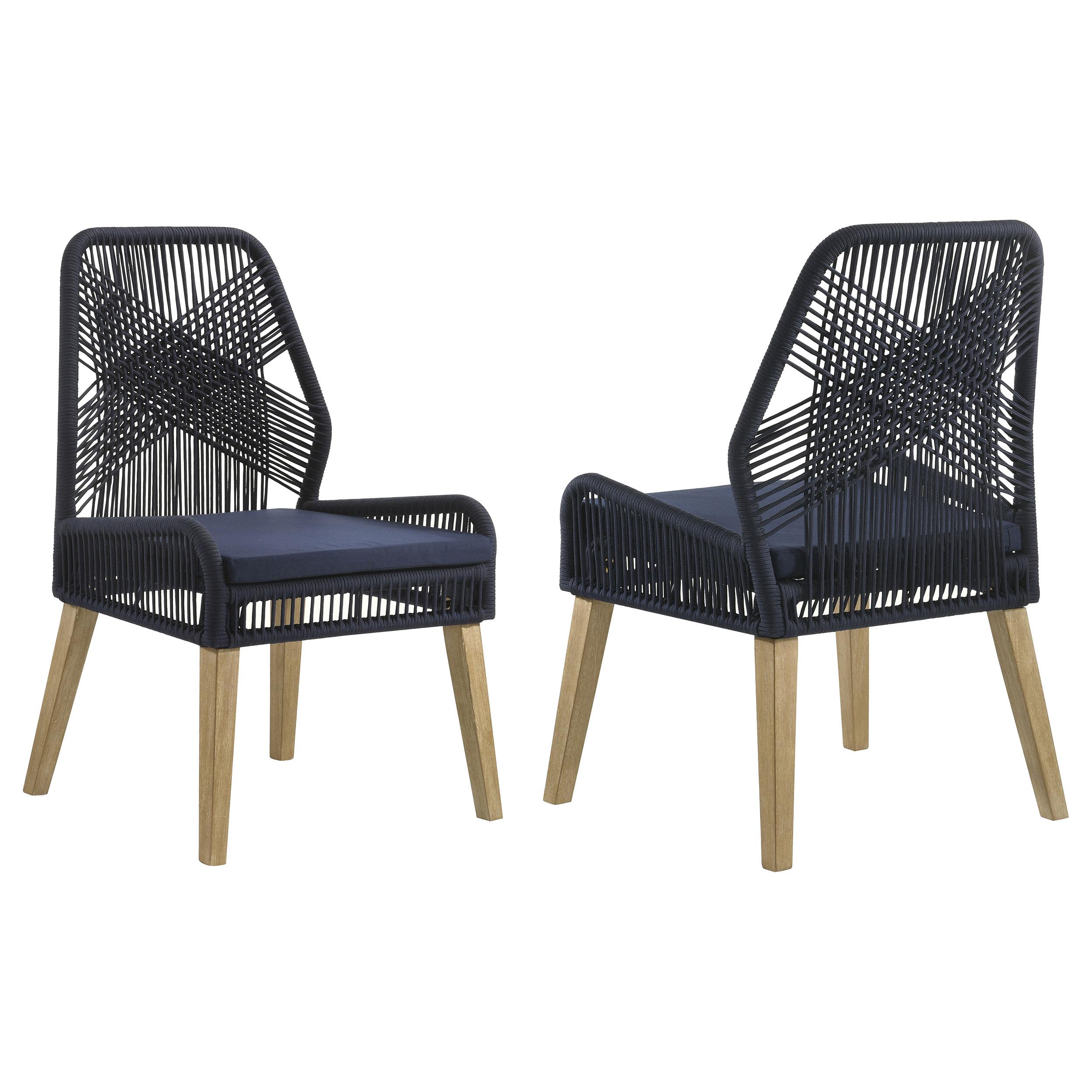 Coaster Nakia Woven Rope Dining Side Chairs Dark Navy (Set of 2)