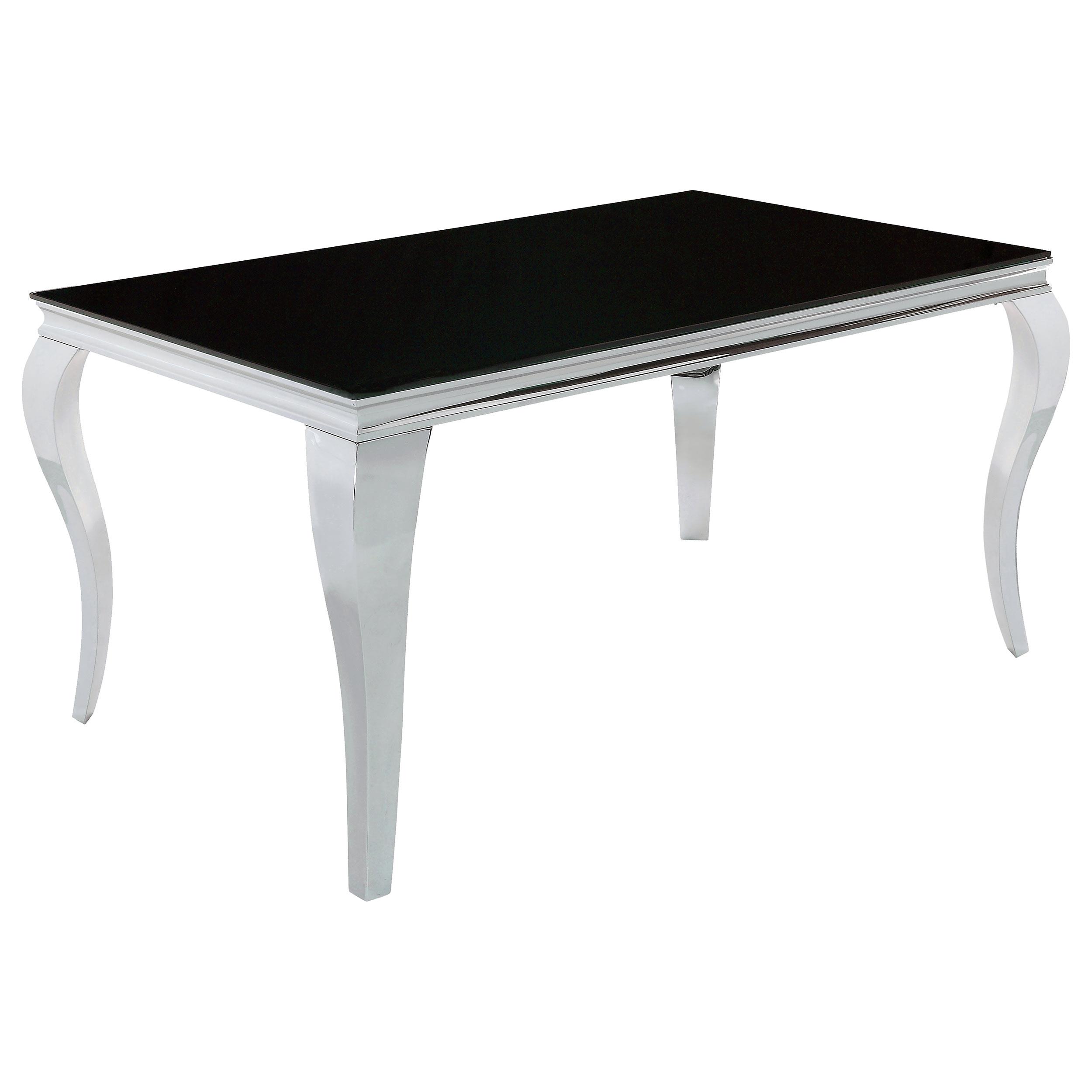 Model: 105071-S5G | Coaster Carone 5-piece 61-inch Rectangular Black Glass Dining Set Grey