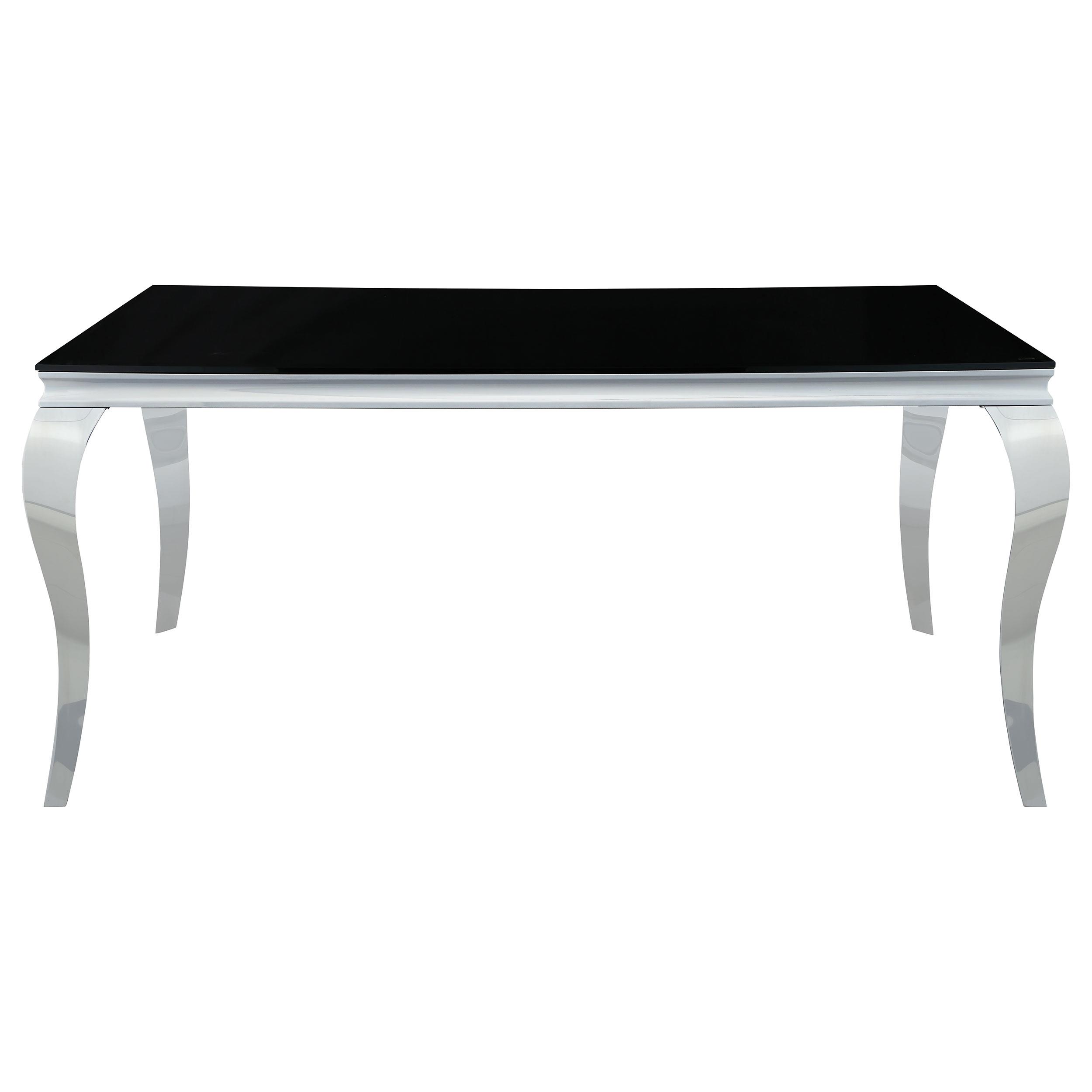 Model: 105071-S5G | Coaster Carone 5-piece 61-inch Rectangular Black Glass Dining Set Grey