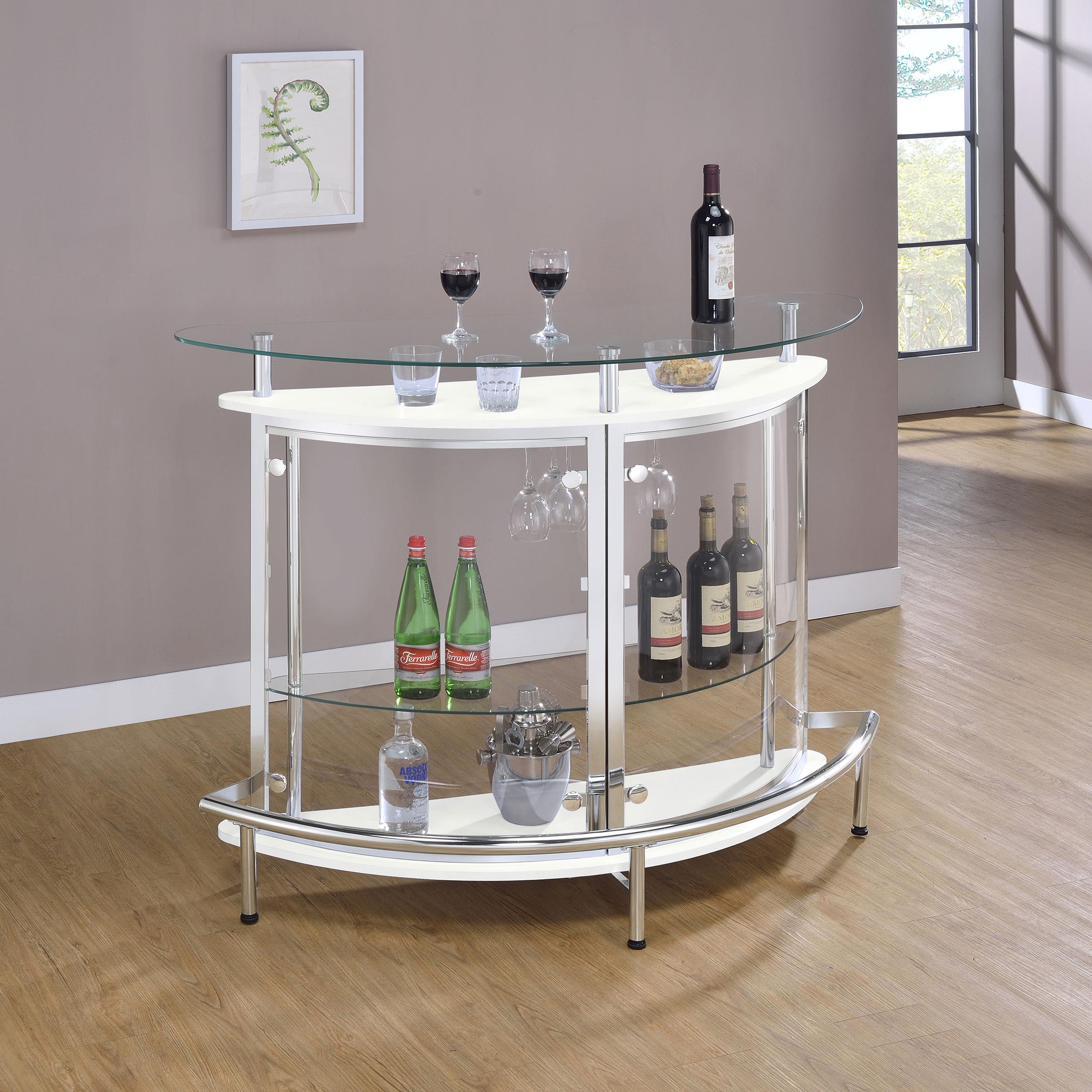 Model: 101066 | Coaster Amarillo Freestanding Glass Top Home Bar Wine Cabinet White