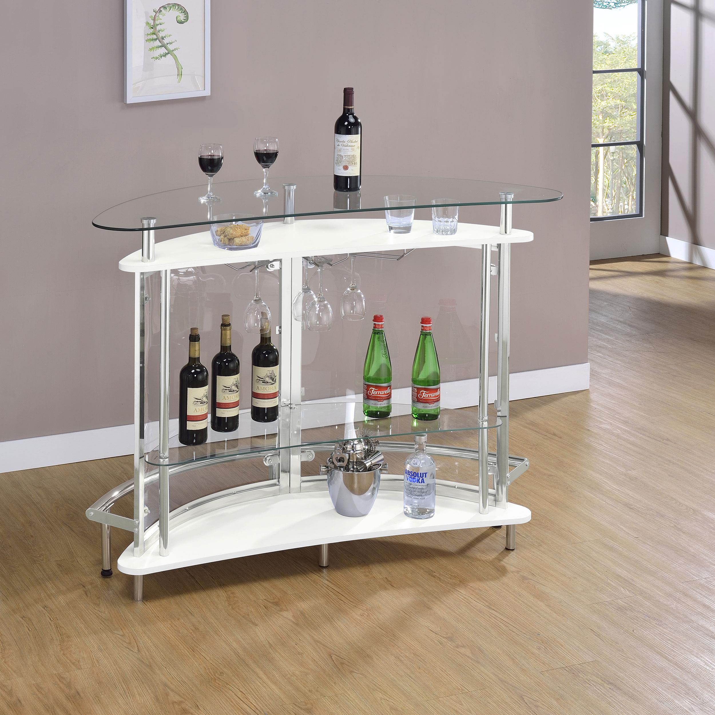 Model: 101066 | Coaster Amarillo Freestanding Glass Top Home Bar Wine Cabinet White