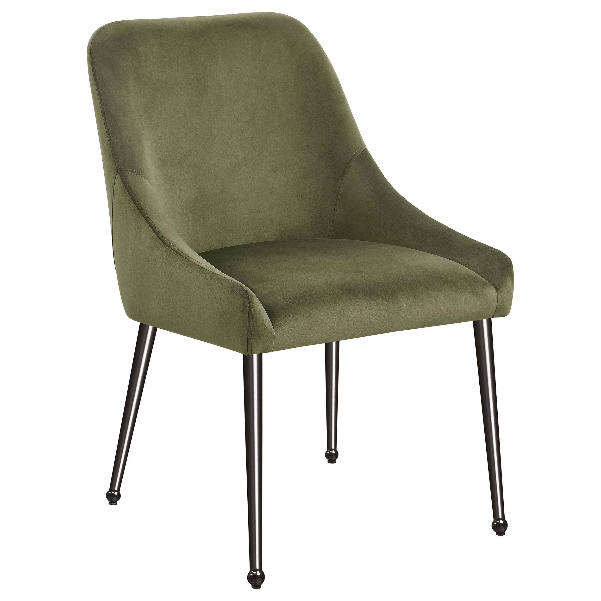 Model: 107772 | Coaster Mayette Upholstered Dining Side Chair Olive (Set of 2)