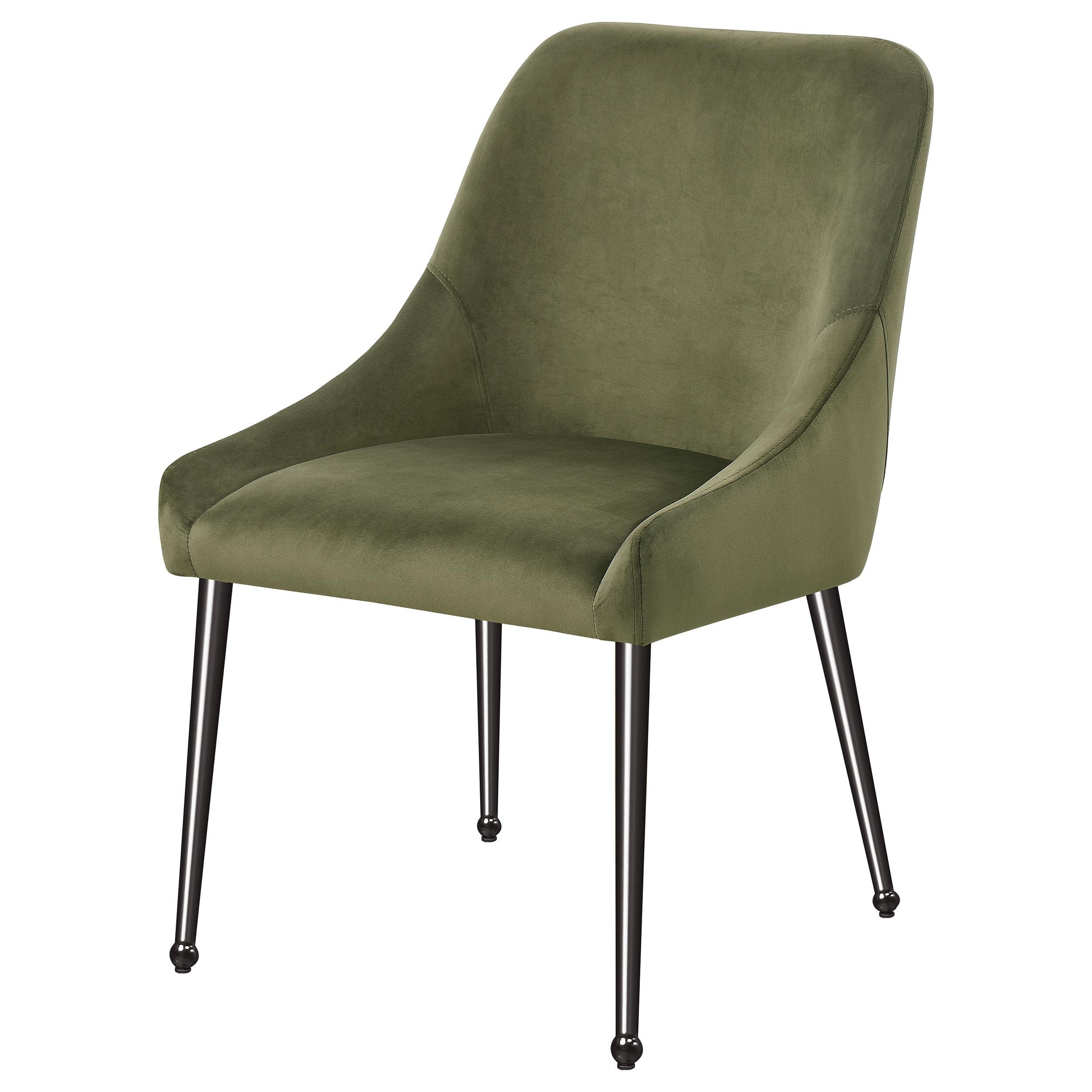 Model: 107772 | Coaster Mayette Upholstered Dining Side Chair Olive (Set of 2)