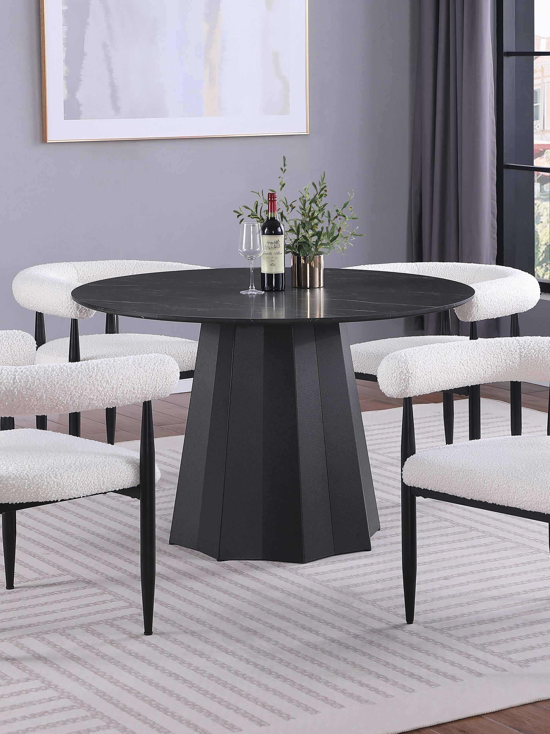 Model: 105780 | Coaster Camden Round 48-inch Faux Marble Top Dining Table Black