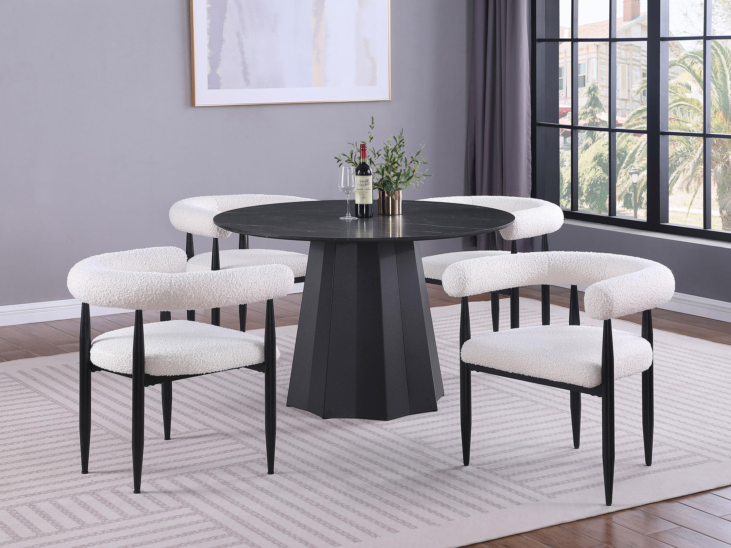 Model: 105780 | Coaster Camden Round 48-inch Faux Marble Top Dining Table Black
