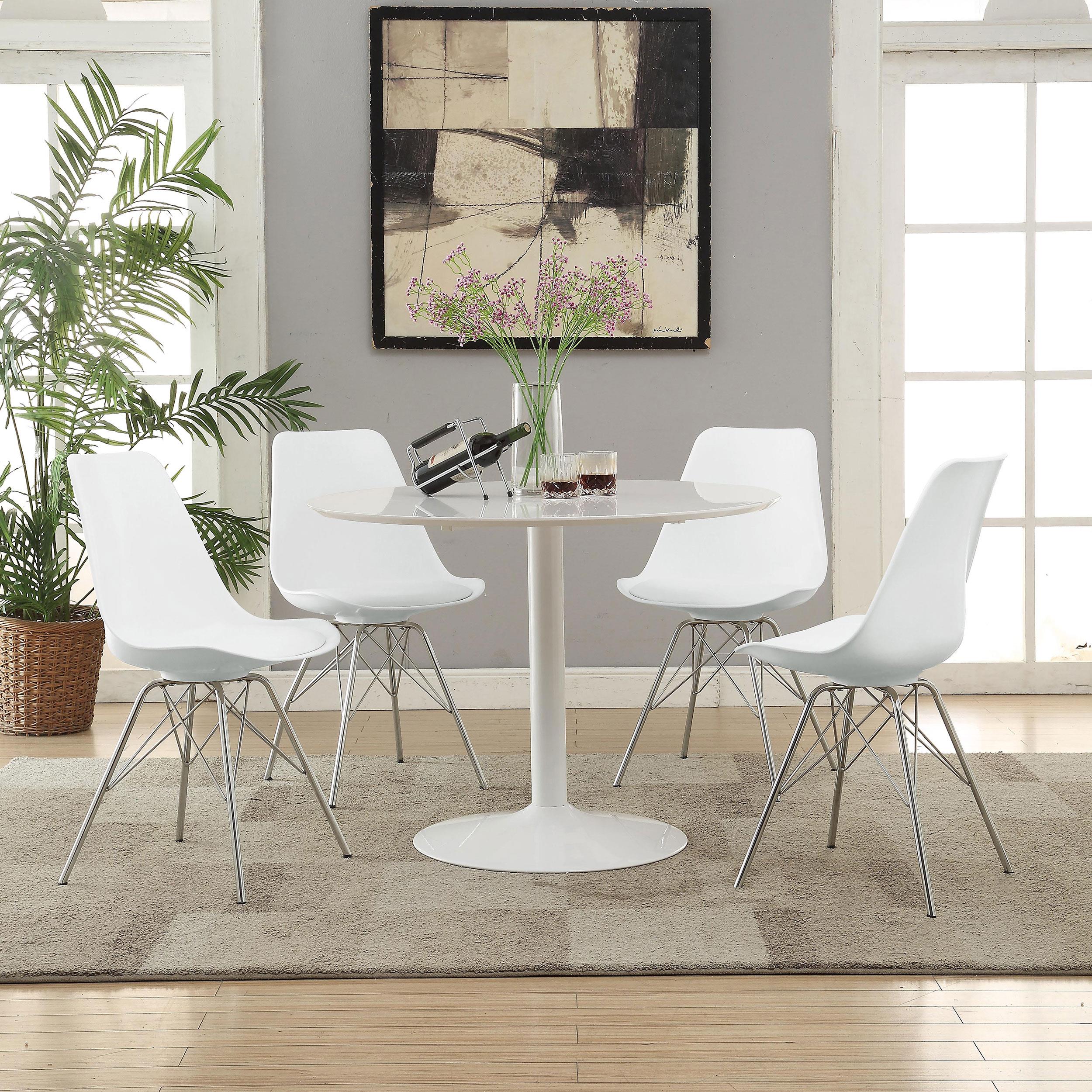 Coaster Lowry 5-piece Round Dining Table Set White
