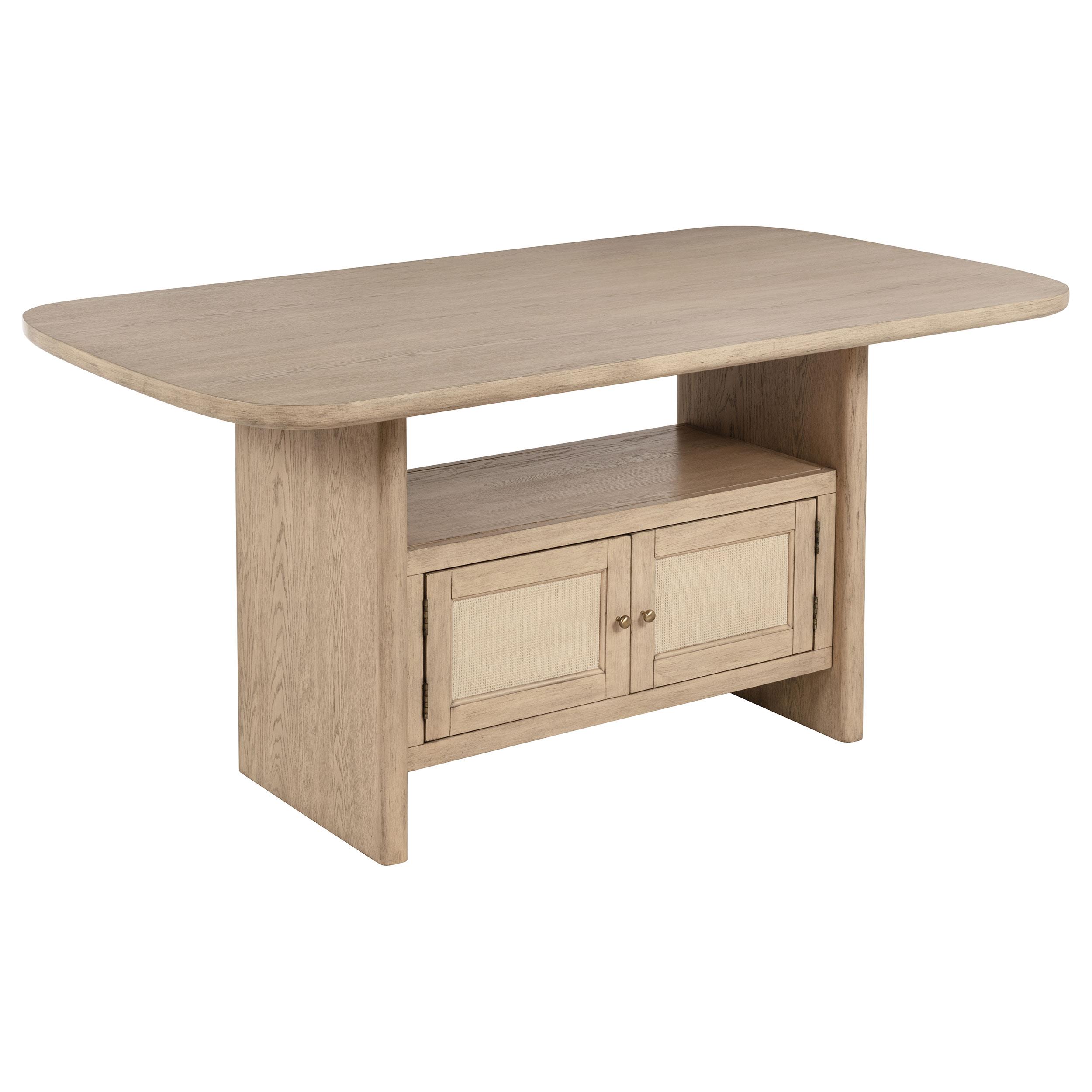 Model: 109388-S8 | Coaster Kailani 8-piece Counter Dining Set with Cabinet Beige Oak