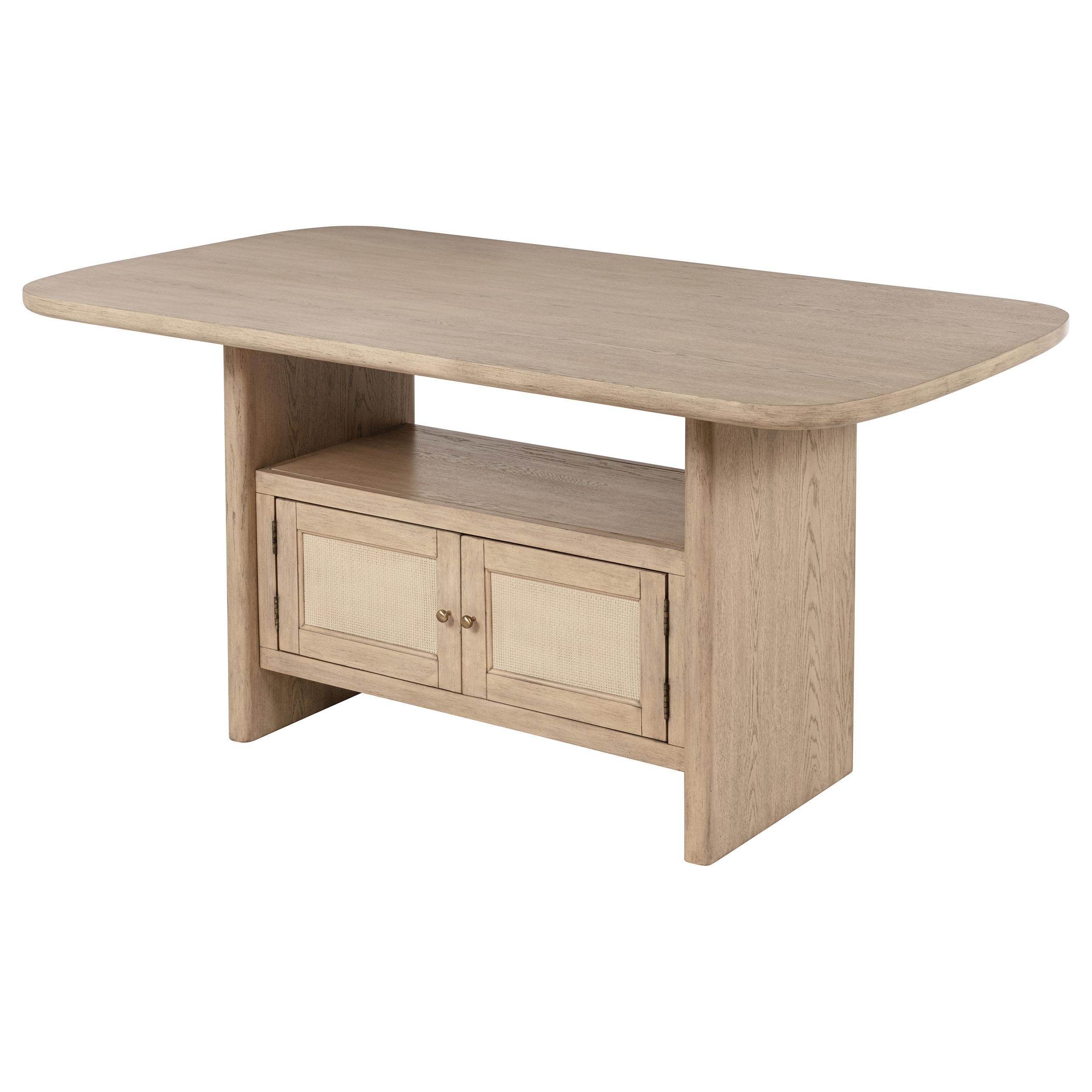 Model: 109388 | Coaster Kailani Cane Counter Height Storage Dining Table Beige Oak