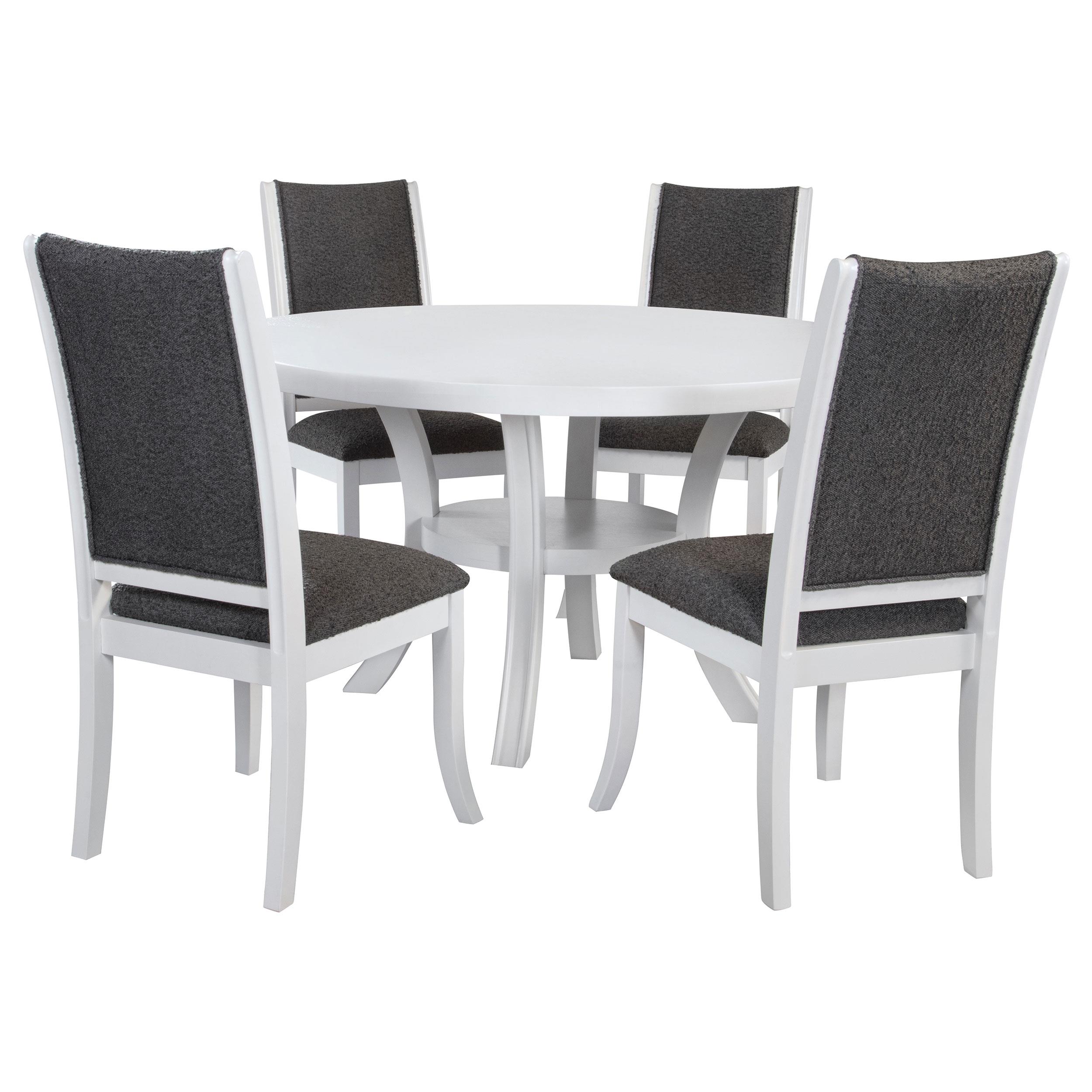 Model: 109330-S5 | Coaster Judd 5-piece 54-inch Round Wood Dining Table Set Pearl White