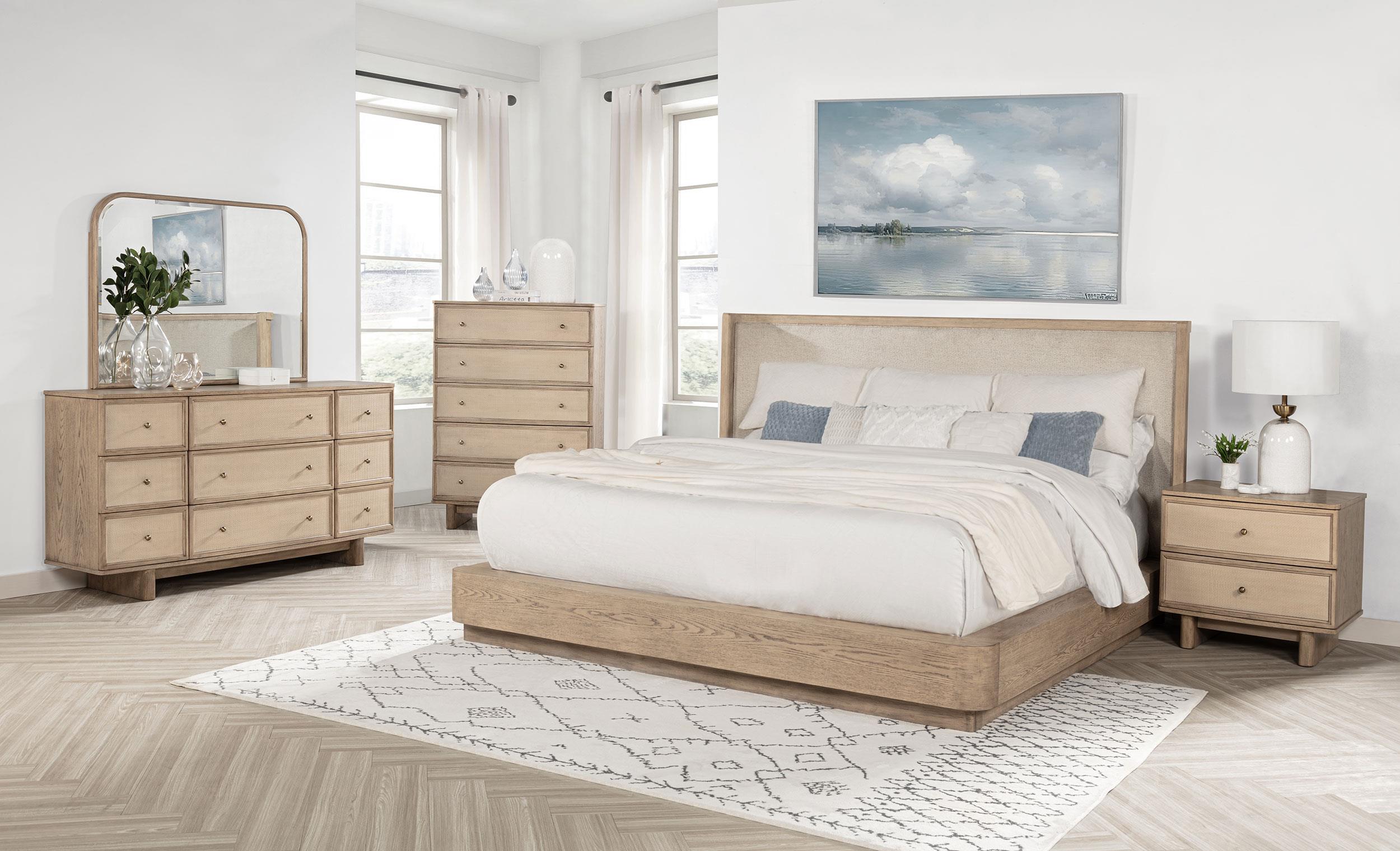Model: 225041Q | Coaster Kailani 49-inch Queen Wingback Bed Beige Oak