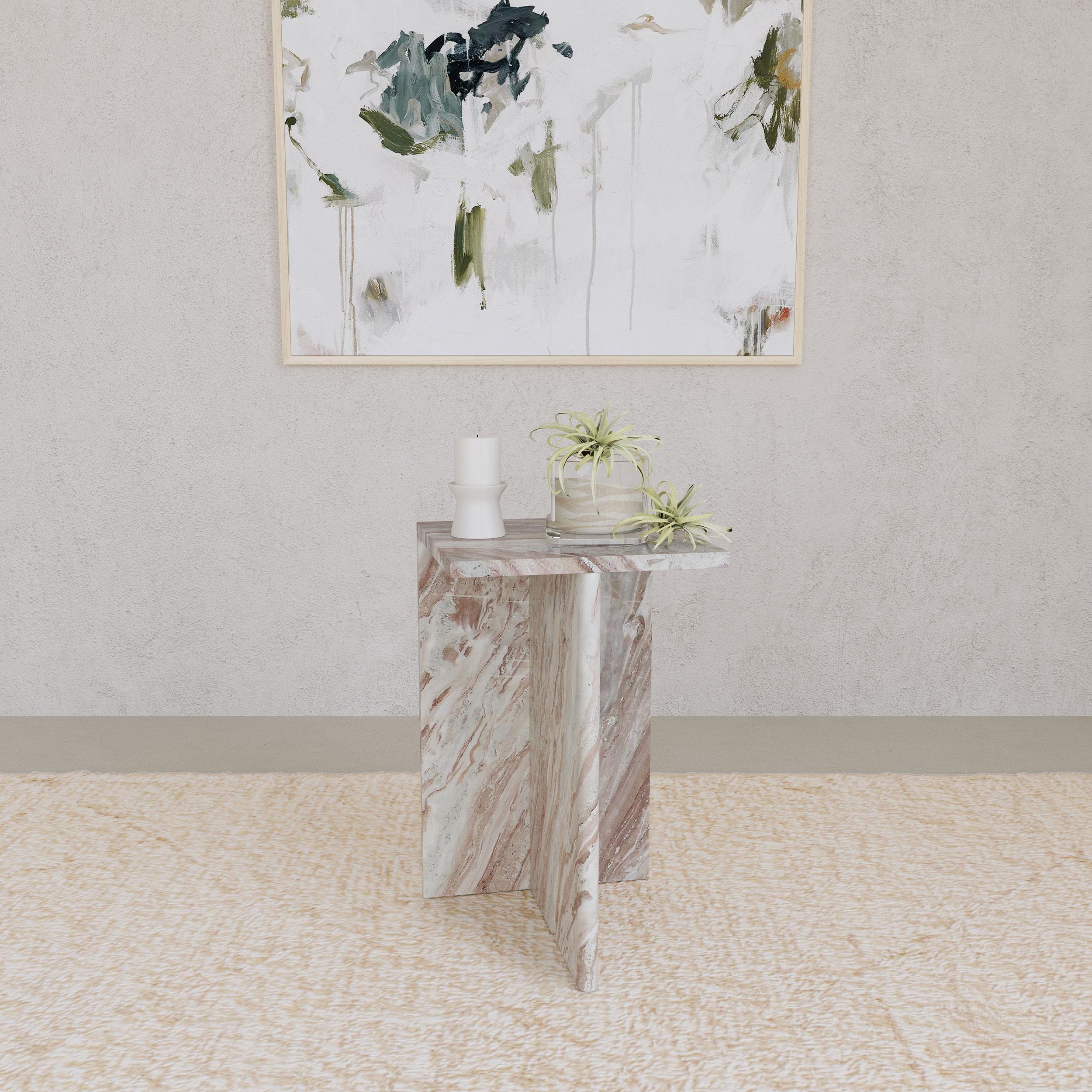 Coaster Bowdoin Genuine Marble Accent Side Table Grey