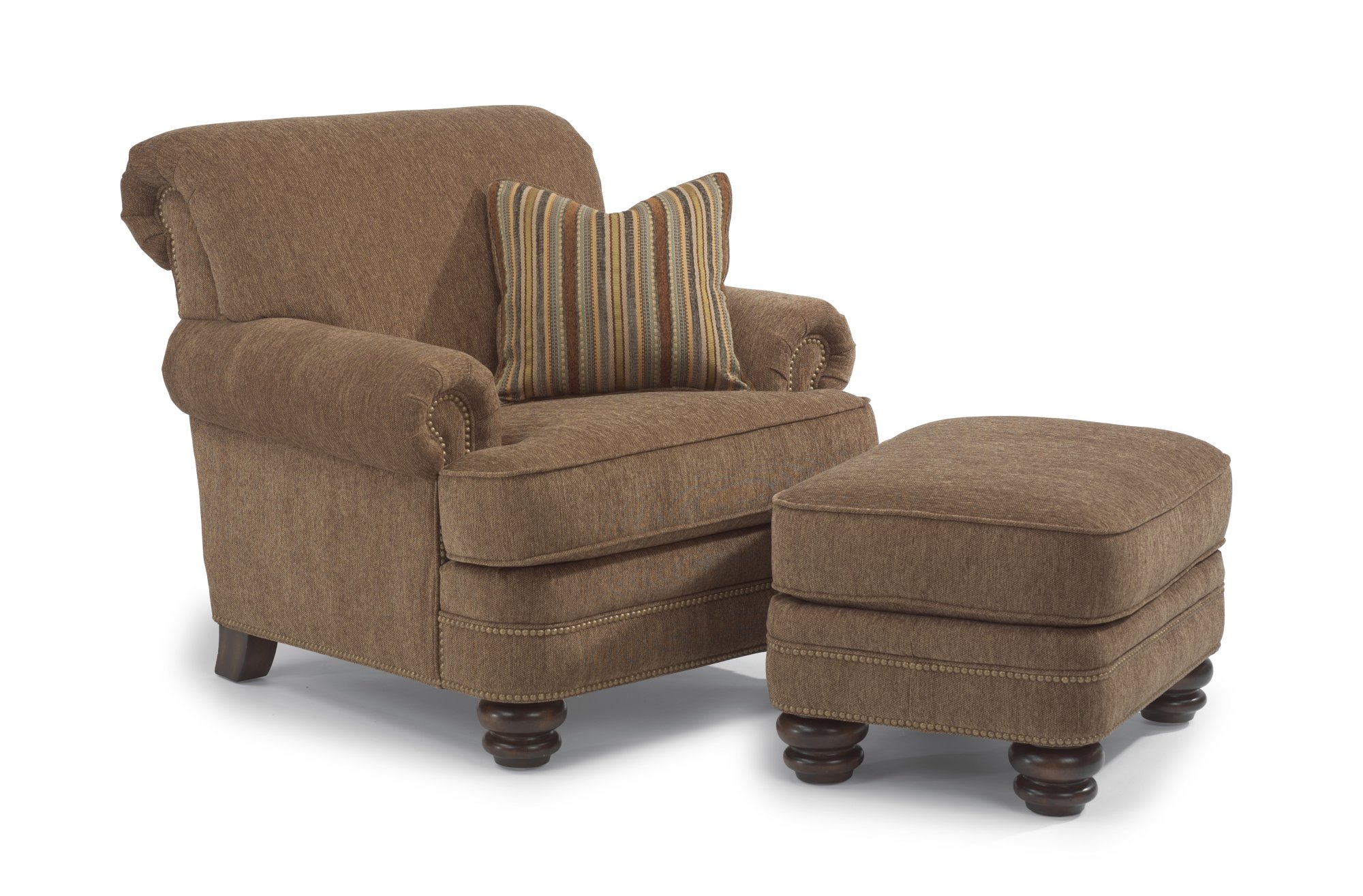 Flexsteel 779108 Bay Bridge Fabric Ottoman with Nailhead Trim7791