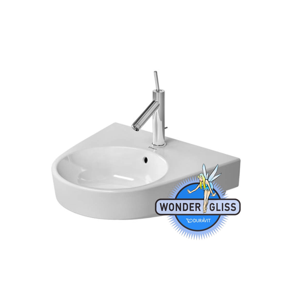 Duravit Starck 2 Ceramic 25-5/8" Bathroom Sink for Wall Mounted or Pedestal Installations with Widespread Faucet Holes and Overflow