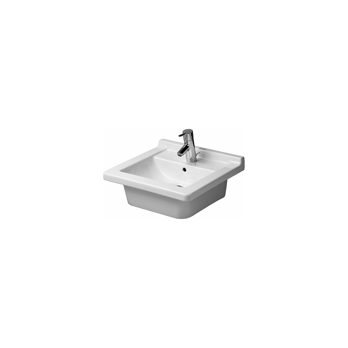 Duravit Starck 3 18-7/8" Drop In or Wall Mounted Bathroom Sink with One Hole Drilled and Overflow