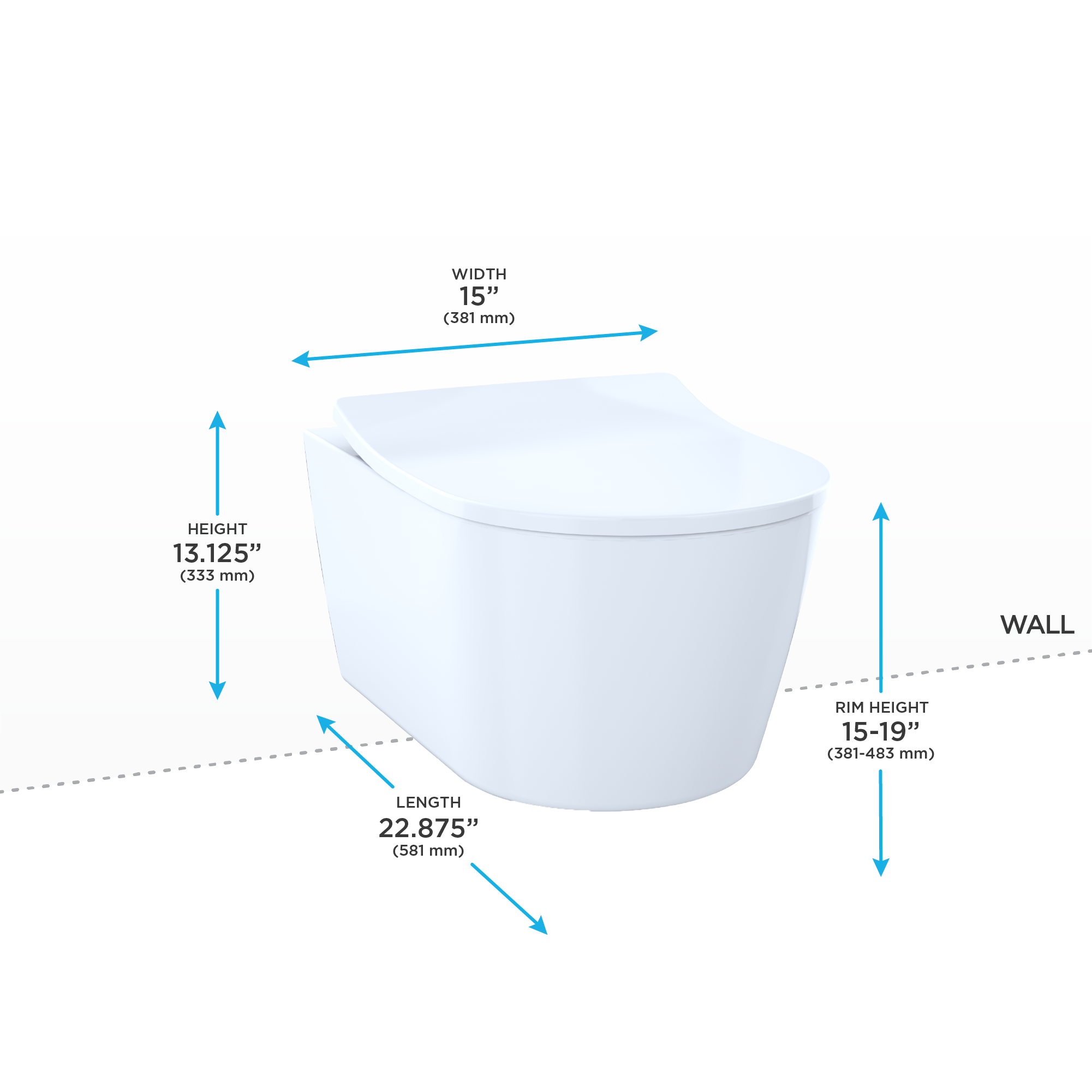 Model: CT447CFG#01 | TOTO TOTO® RP Wall-Hung Contemporary D-Shape Dual Flush 1.28 and 0.9 GPF Toilet with CEFIONTECT®, Cotton White - CT447CFG#01
