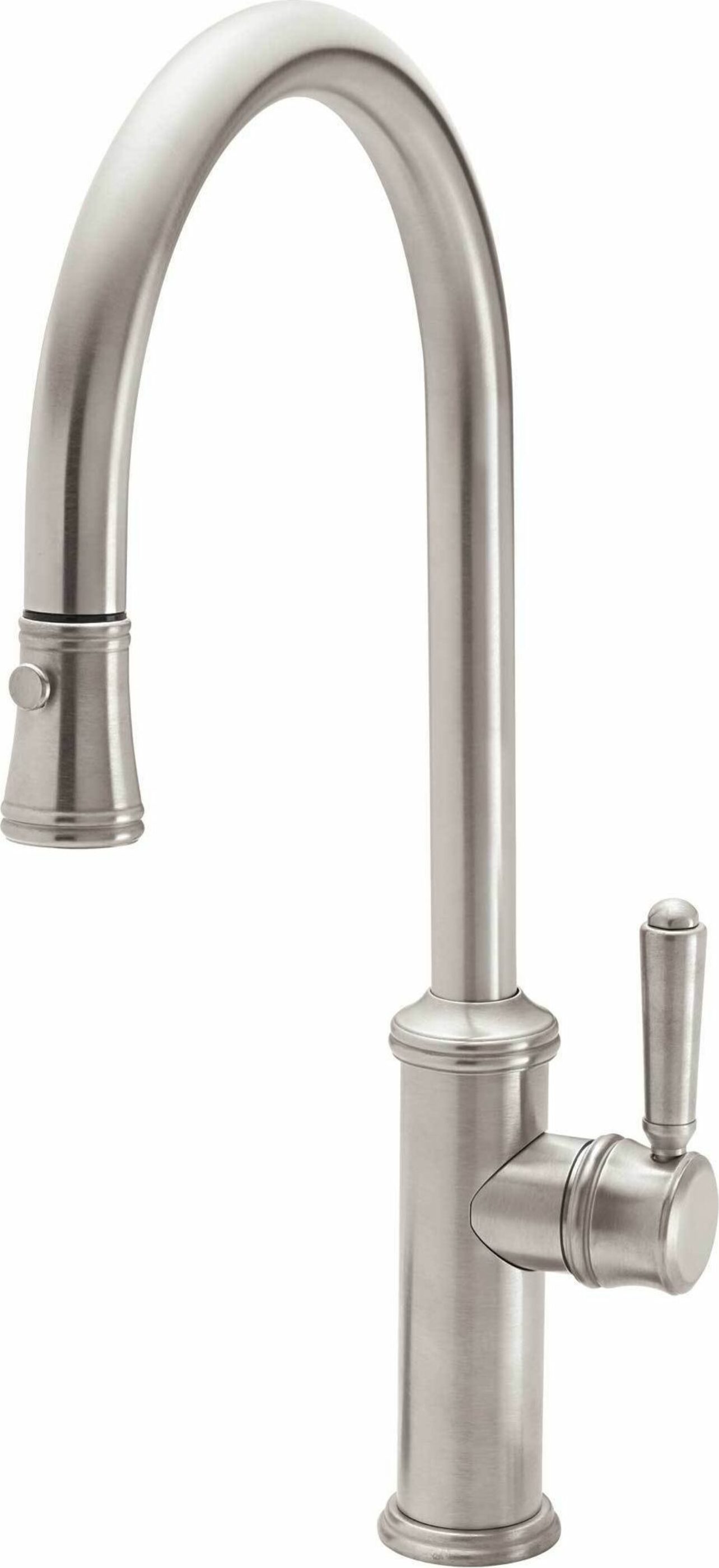 California Faucets Davoli Pull-Down Kitchen Faucet with Button Sprayer  - High Arc Spout