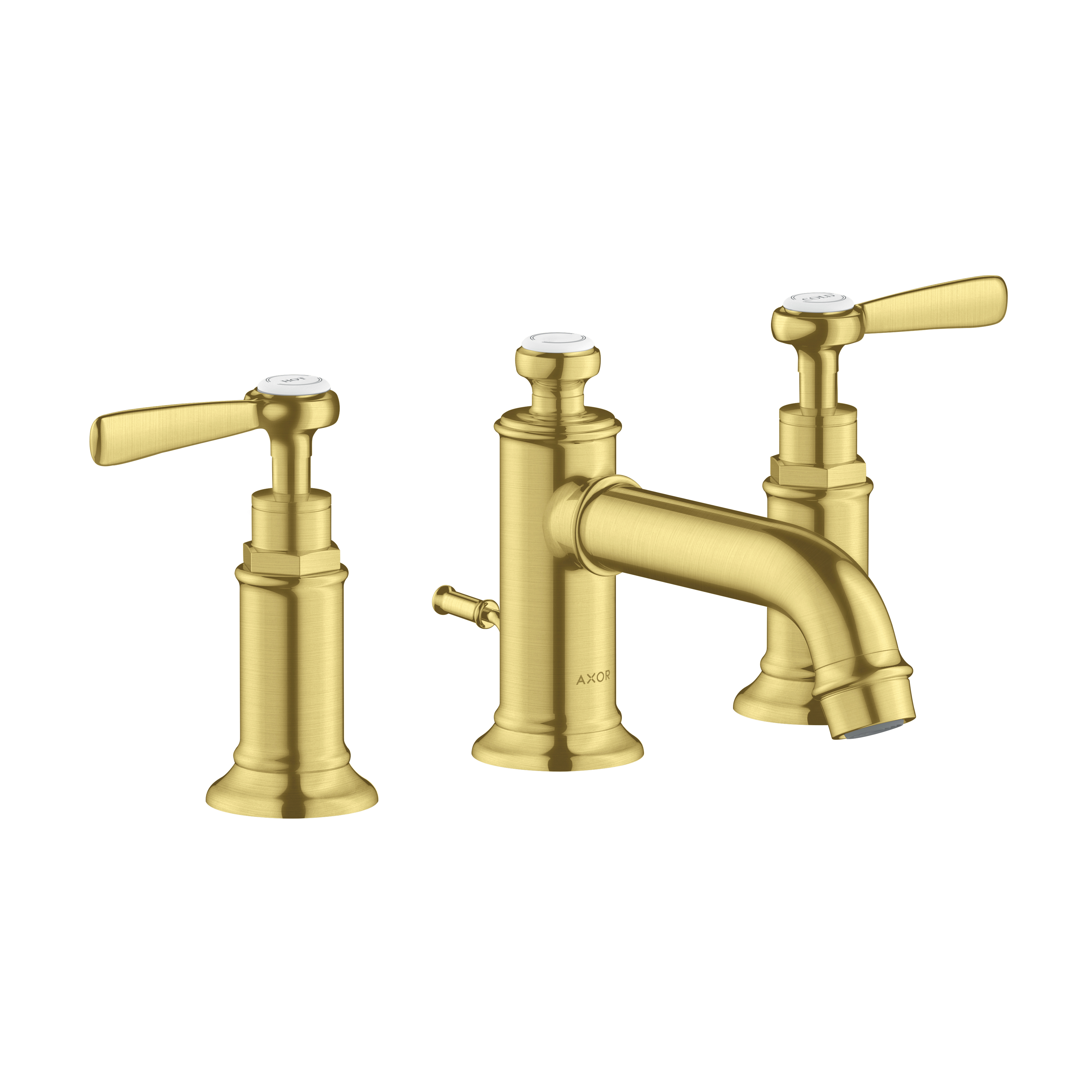 Axor Montreux Widespread Faucet 30 with Lever Handles and Pop-Up Drain, 1.2 GPM in Brushed Gold Optic