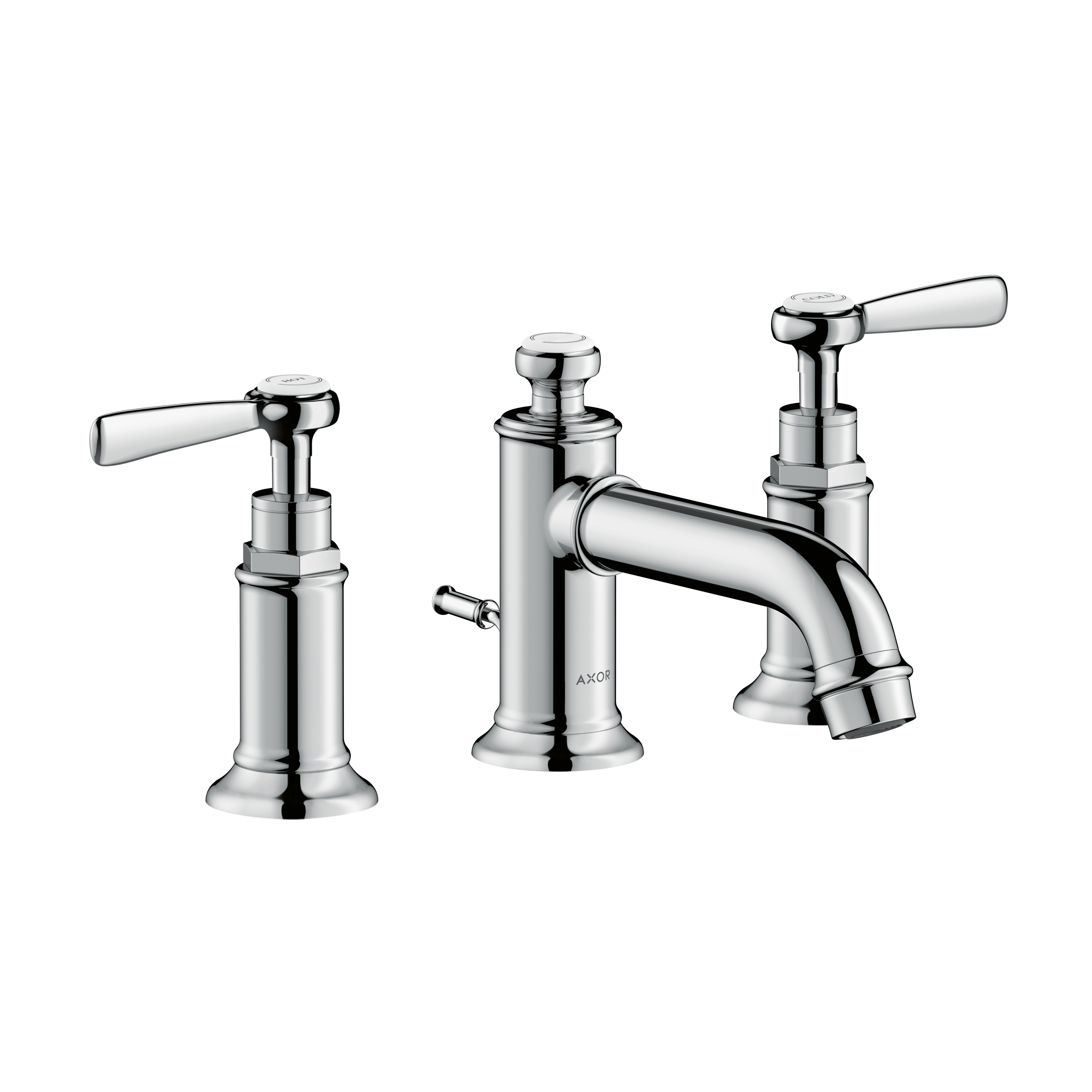 Axor Montreux Widespread Faucet 30 with Lever Handles and Pop-Up Drain, 1.2 GPM in Chrome